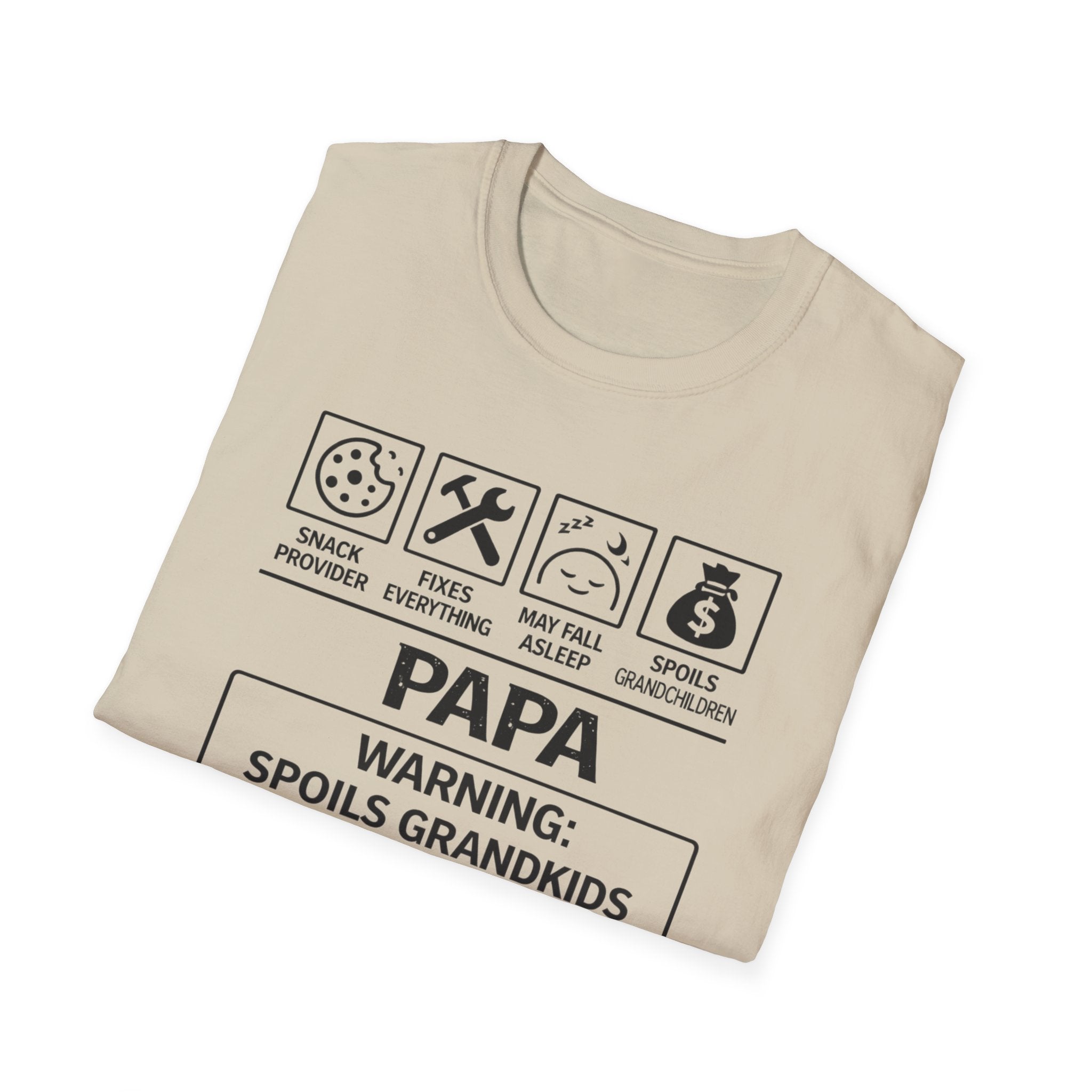 Papa Warning T-Shirt — Funny Grandpa Gift, 'Spoils Grandkids & Hands Out Biscuits' Tee