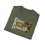 Drills and Damage Dad T-Shirt – Funny Father’s Day Tool Lover Tee