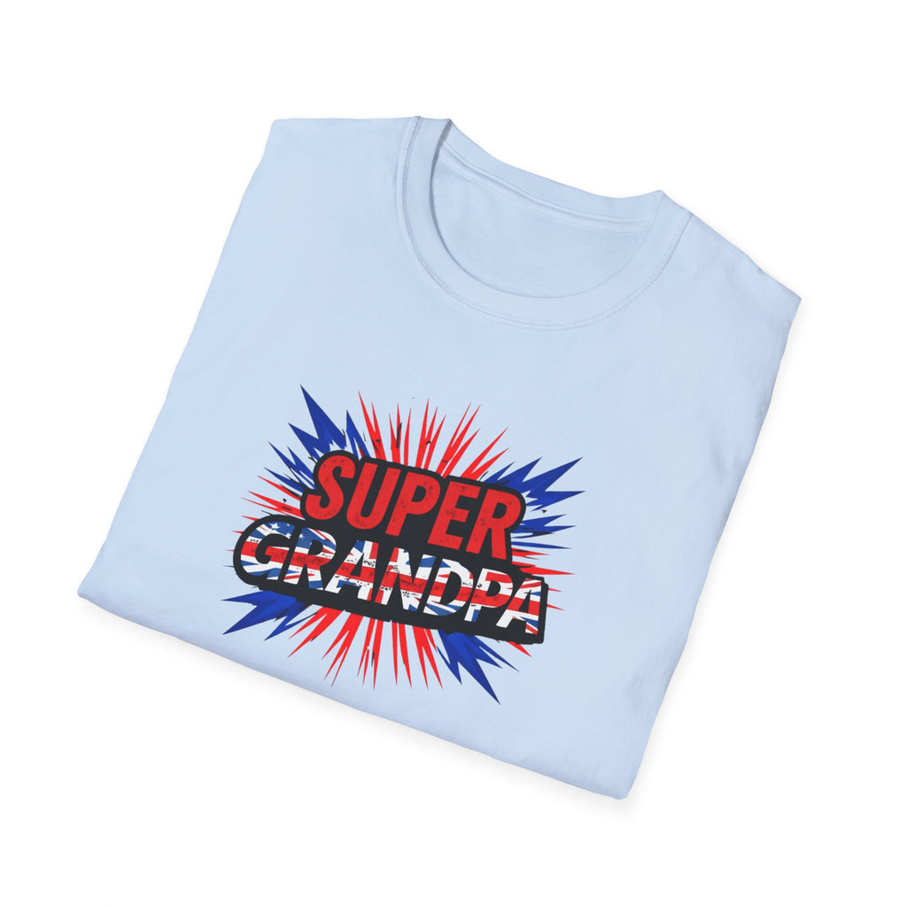 Super Grandpa T-Shirt Union Jack/England themed – Retro Comic Style Father’s Day Gift for Grandfathers