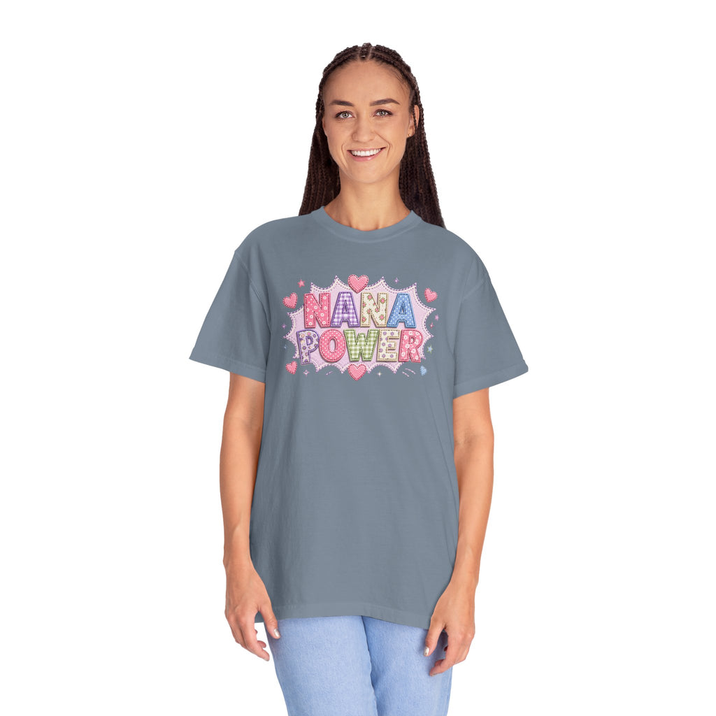 Nana Power T-Shirt — Playful Retro Heart Graphic for Grandmother Gifts
