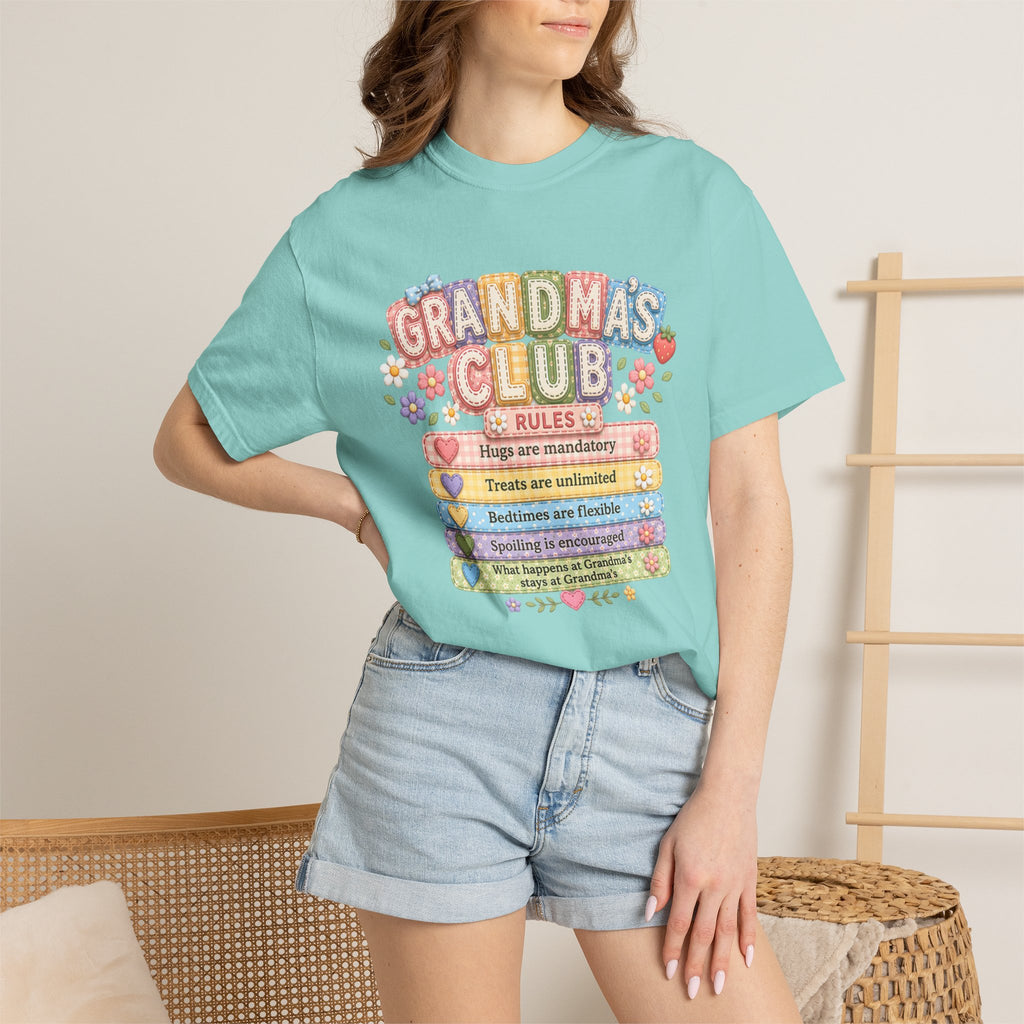 Grandma's Club T-Shirt — Cute Floral 'Grandma's Club' Rules Tee