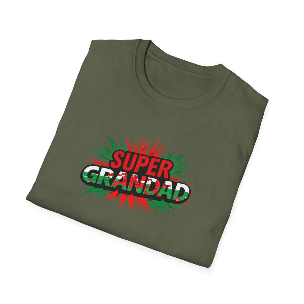 Super Grandad Welsh Flag/Wales themed T-Shirt — Retro Comic Style Father's Day Gift