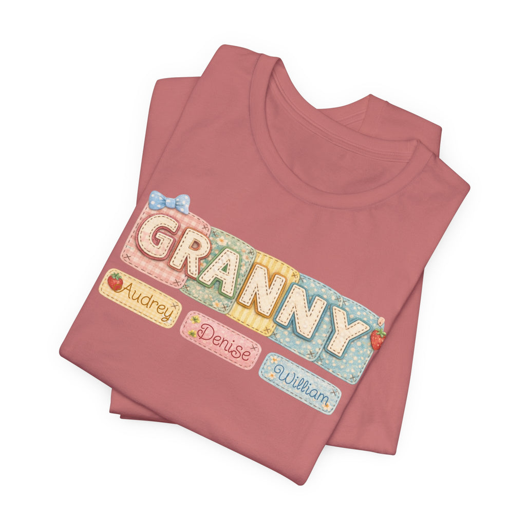 Granny Retro Nameplate T‑Shirt — Personalized Grandma Tee