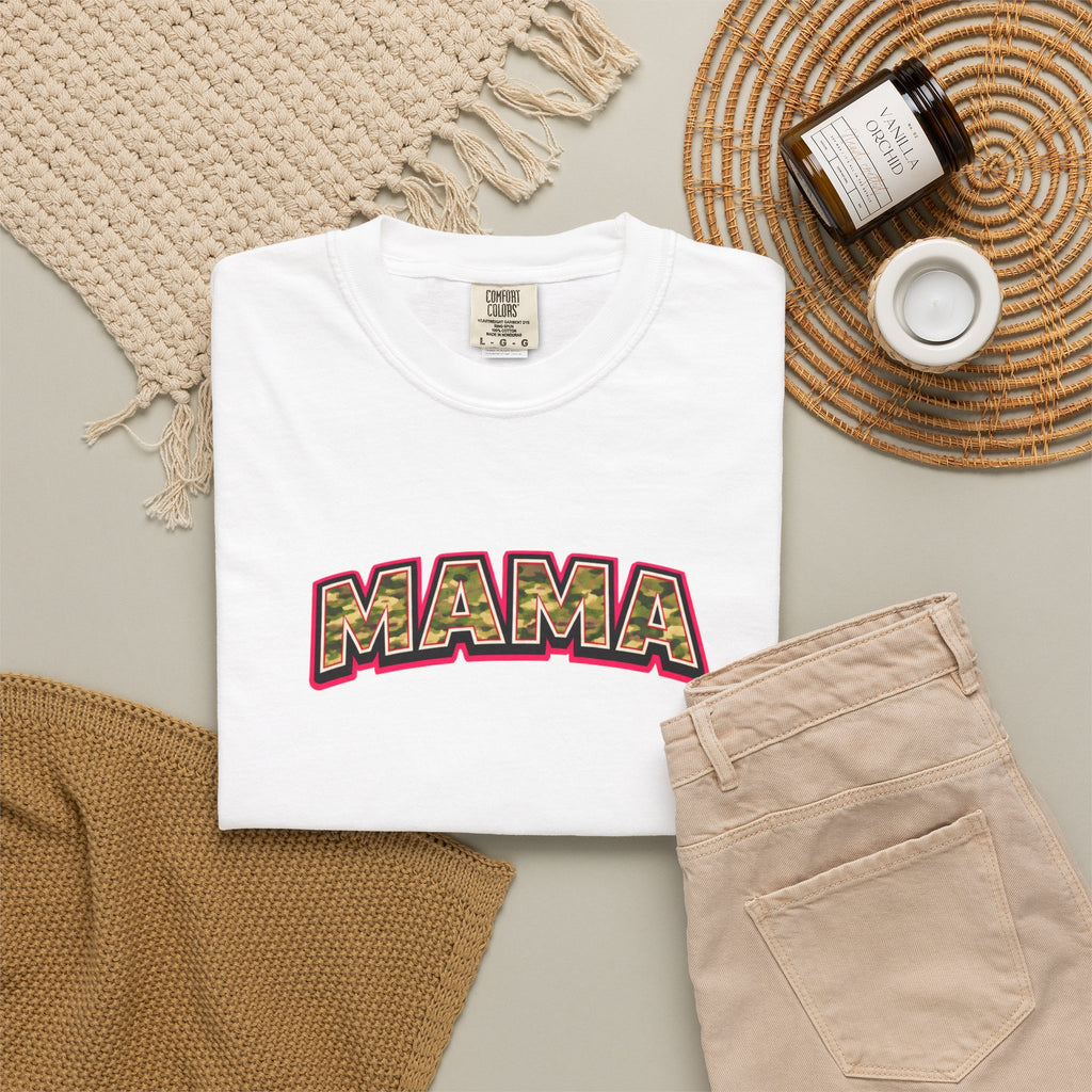 Mama Camo Retro T-Shirt — Vintage Lettering Mother's Day Tee