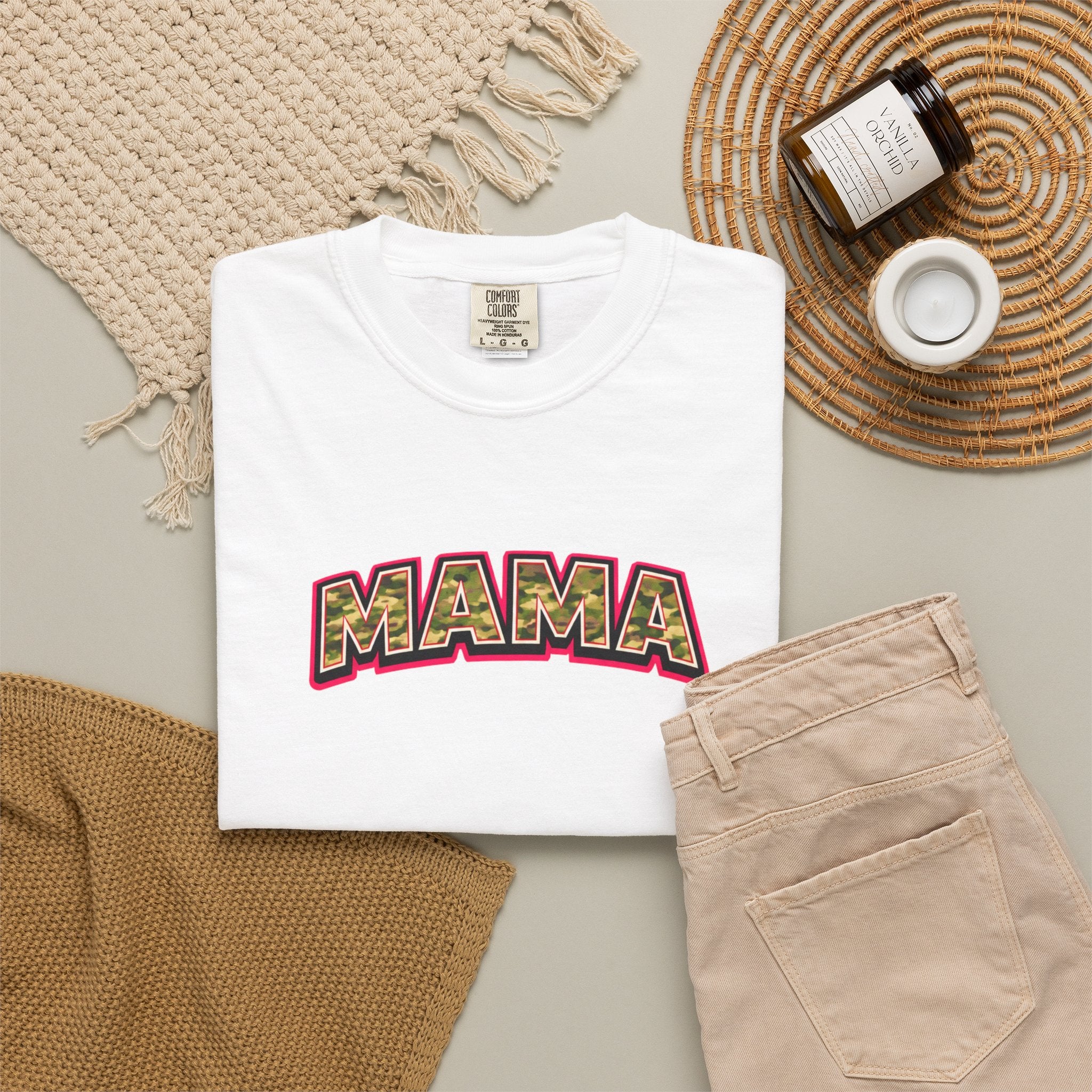 Mama Camo Retro T-Shirt — Vintage Lettering Mother's Day Tee