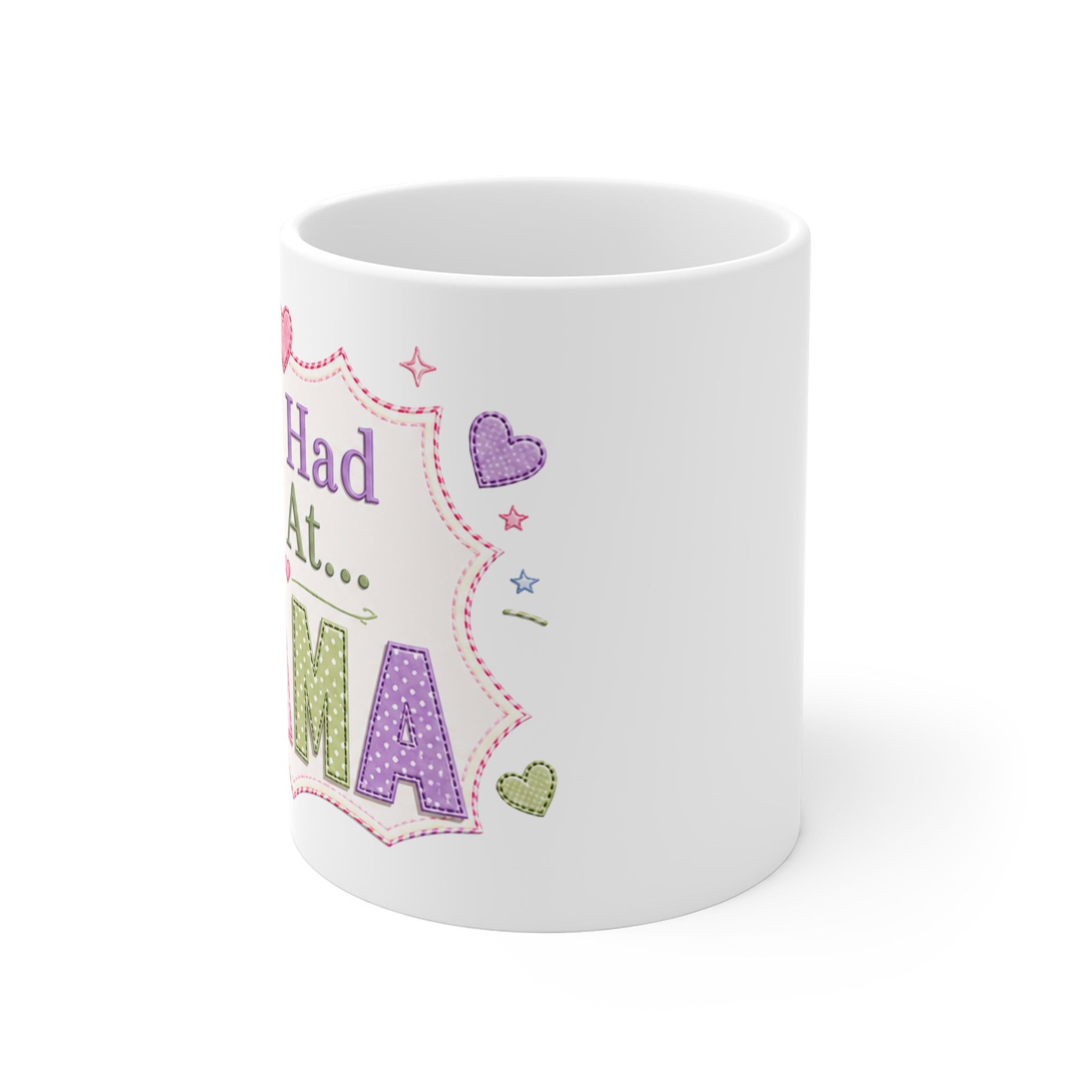 Mama Patchwork Mug — Soft Pastel Sentimental 11oz Coffee Cup