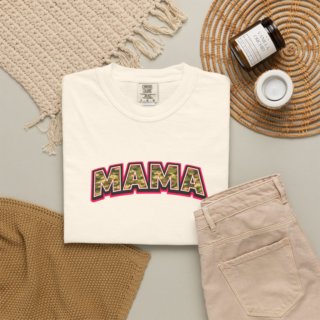Mama Camo Retro T-Shirt — Vintage Lettering Mother's Day Tee