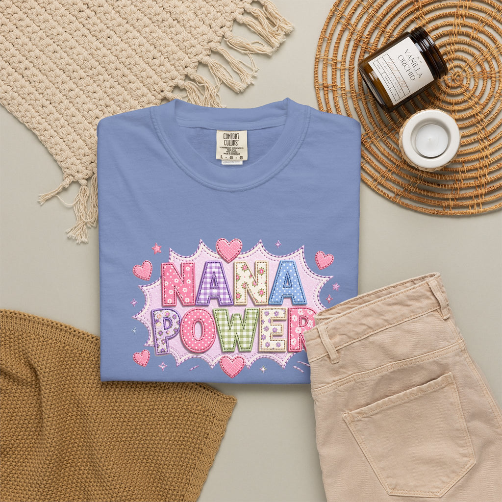 Nana Power T-Shirt — Playful Retro Heart Graphic for Grandmother Gifts