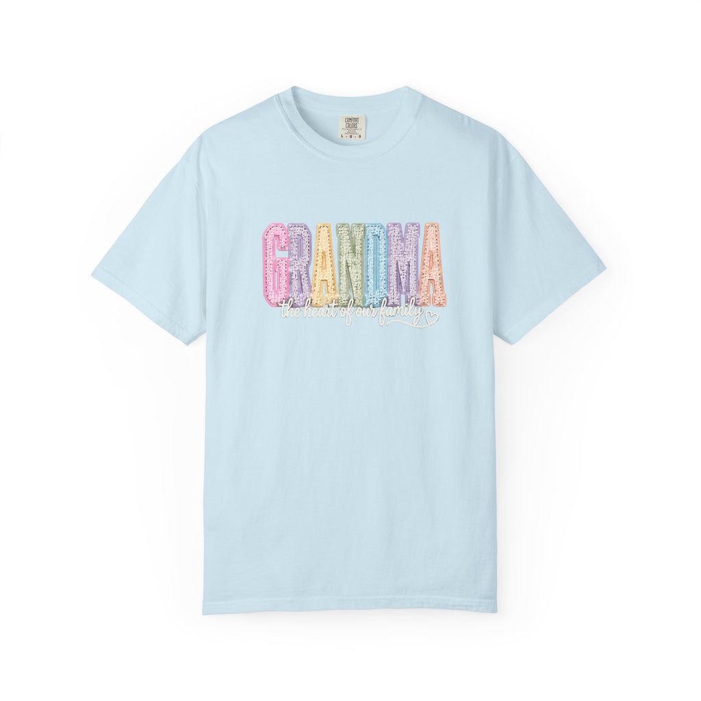 Grandma Floral Graphic T-Shirt — "Grandma, the heart of our family" Gift Tee