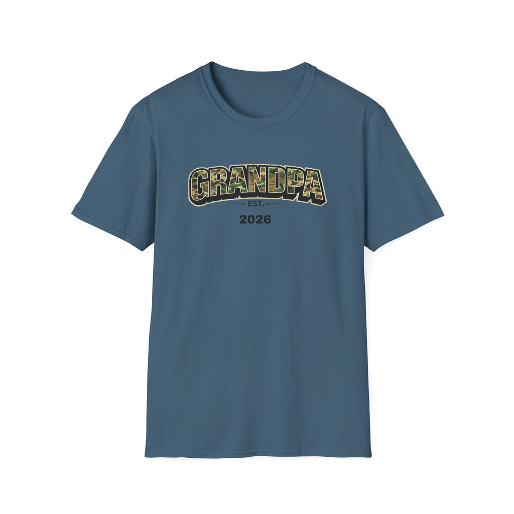 Grandpa T-Shirt – Camo 'Grandpa' Design with EST. 2026 – New Grandpa Gift
