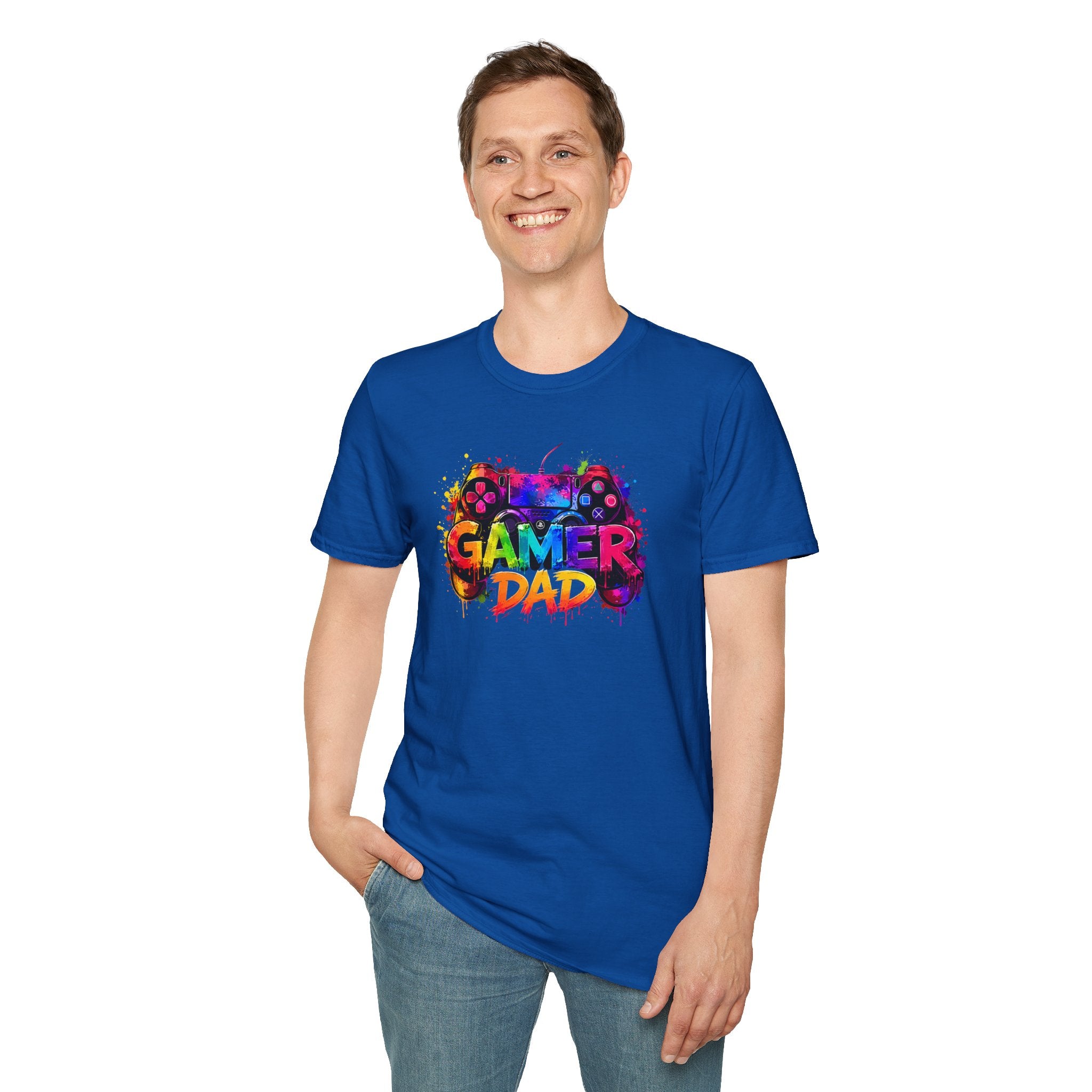 Gamer Dad Colourful Controller Design T-Shirt