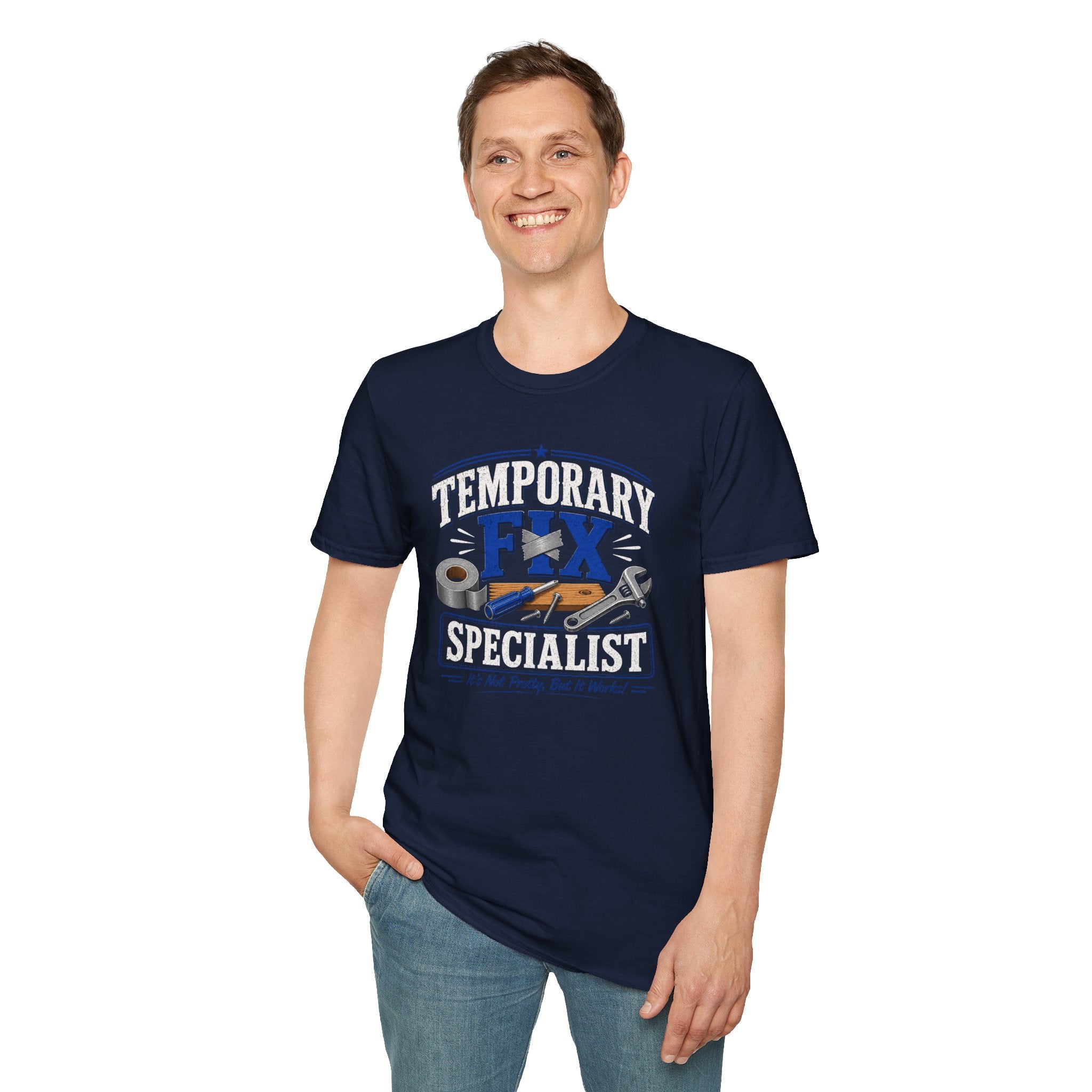 Temporary Fix Specialist T-Shirt – Funny Handyman Repair Tee
