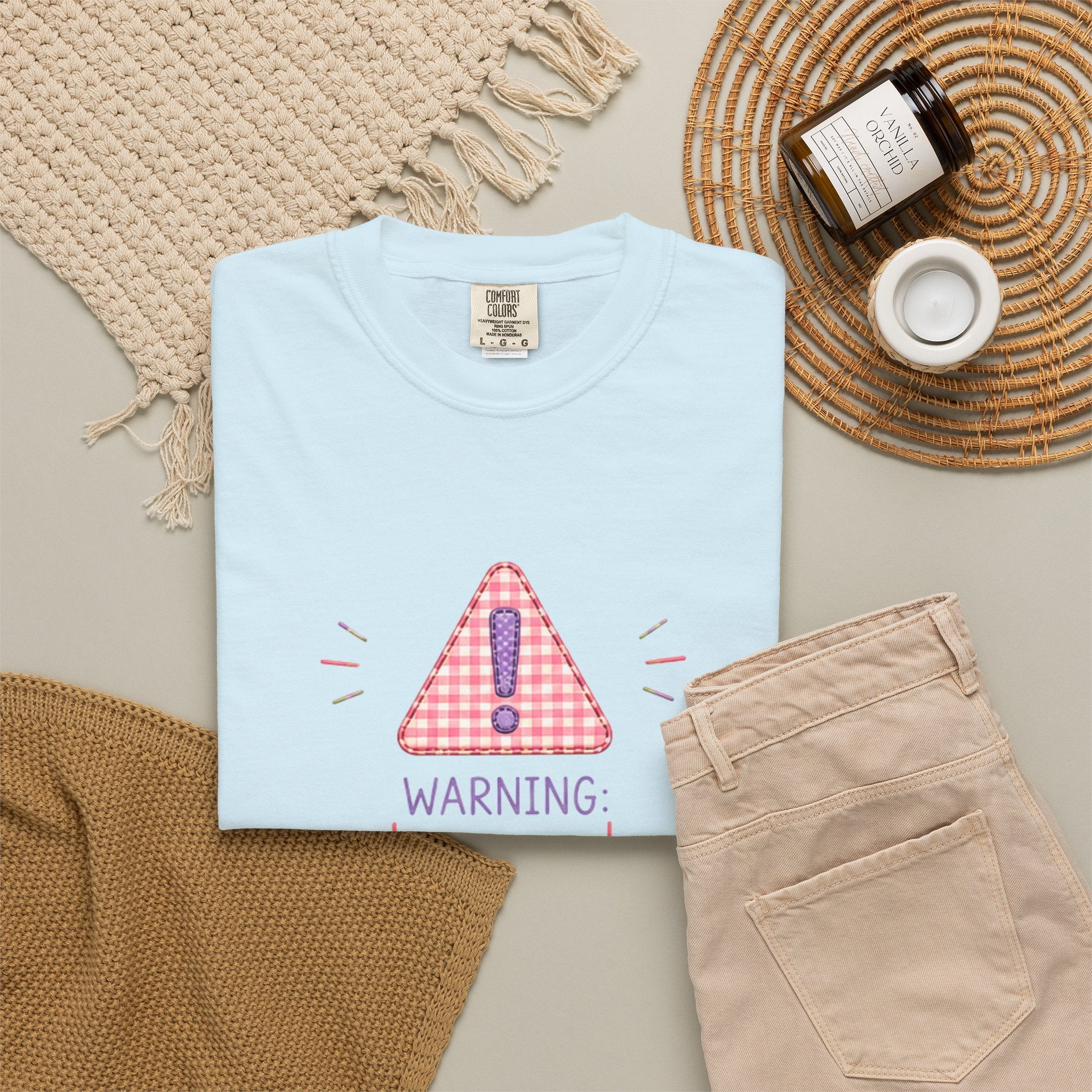 T-Shirt — "Warning: Hormonal" Cute Pink Gingham Alert Graphic
