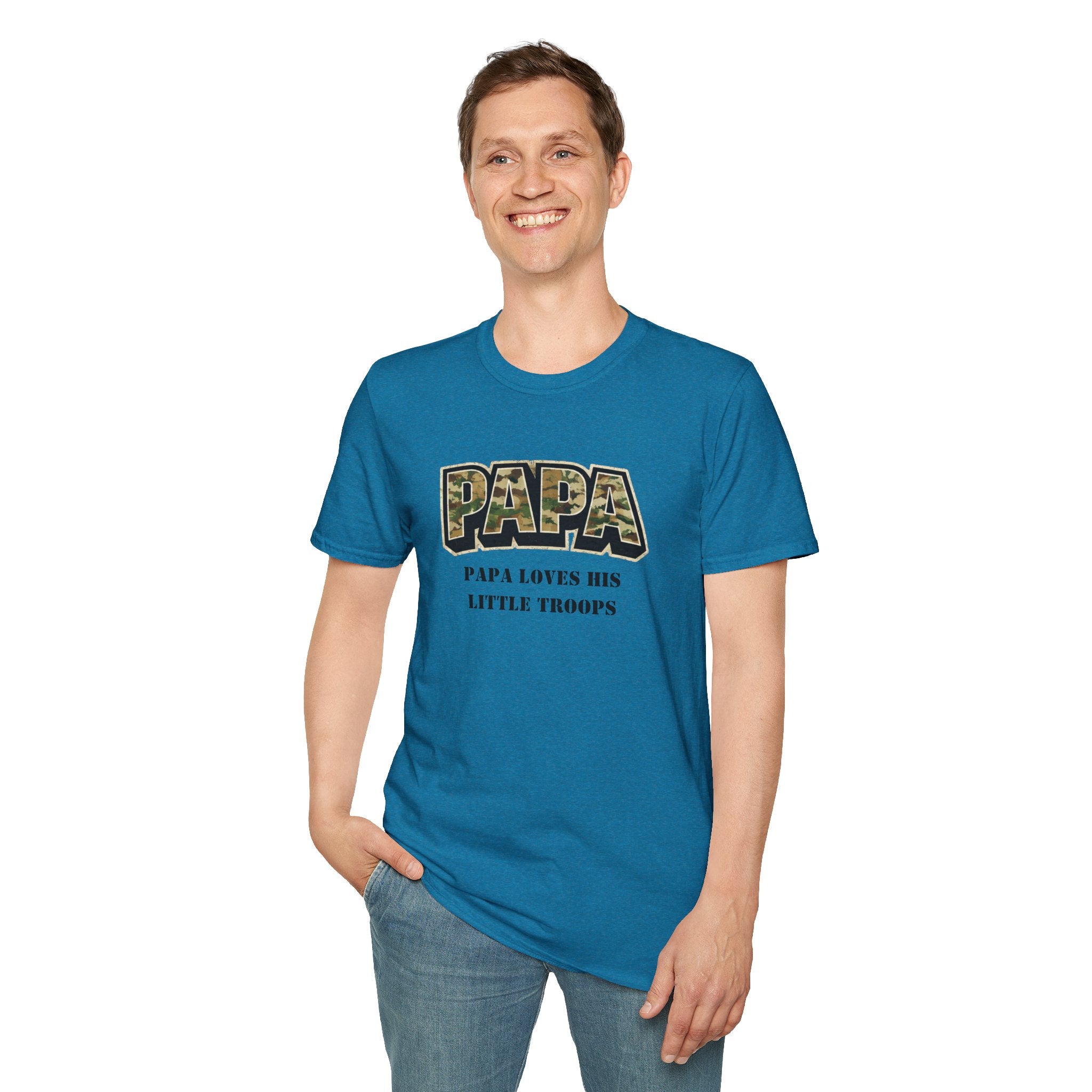 Papa Camo T-Shirt — "Papa Loves His Little Troops" Fathers Day Dad Tee