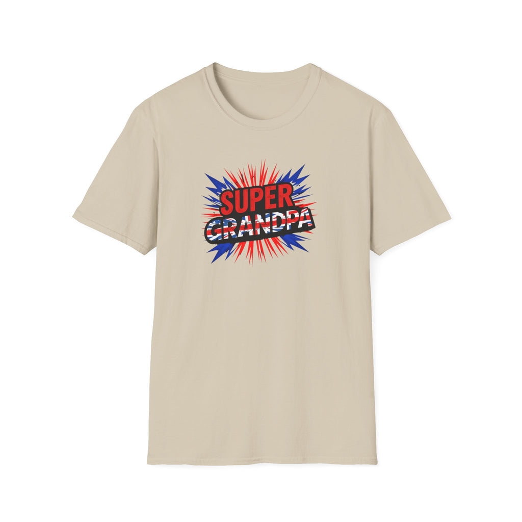 Super Grandpa T-Shirt Union Jack/England themed – Retro Comic Style Father’s Day Gift for Grandfathers