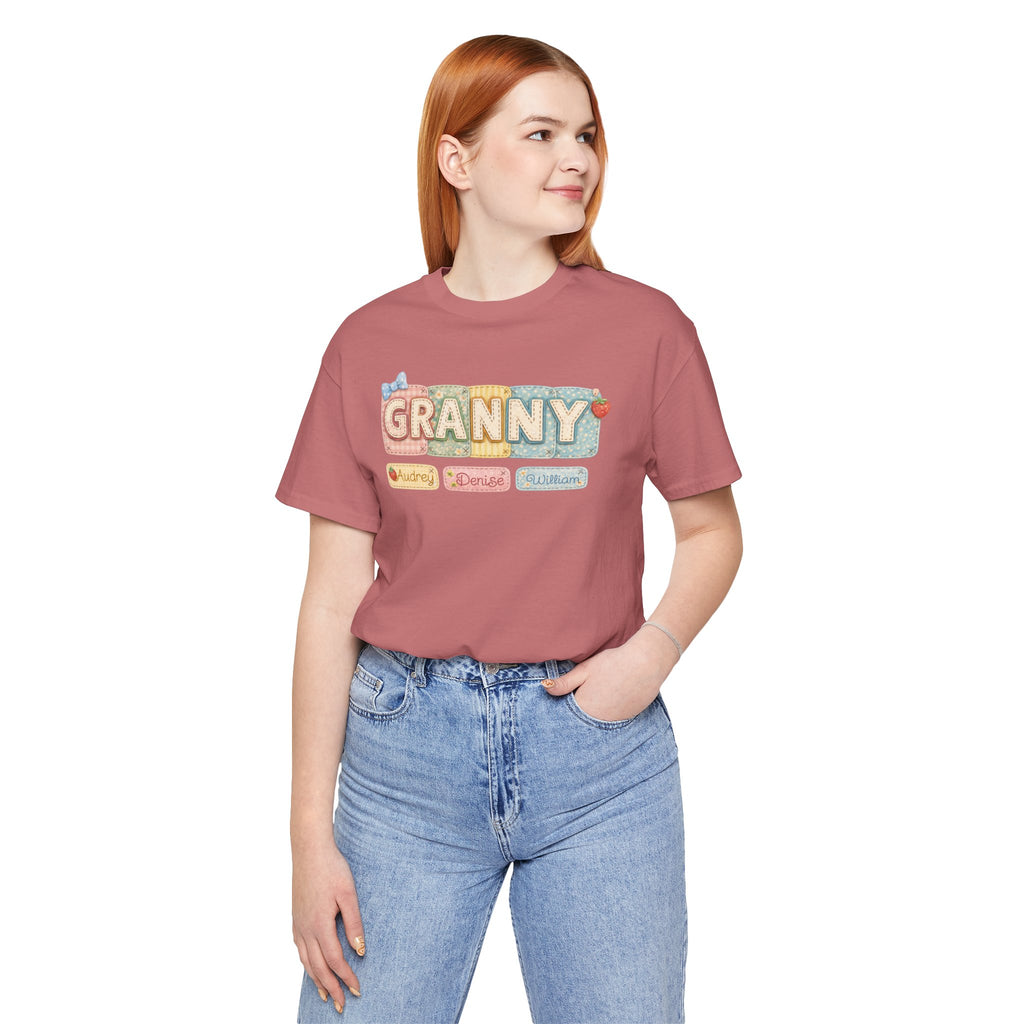 Granny Retro Nameplate T‑Shirt — Personalized Grandma Tee