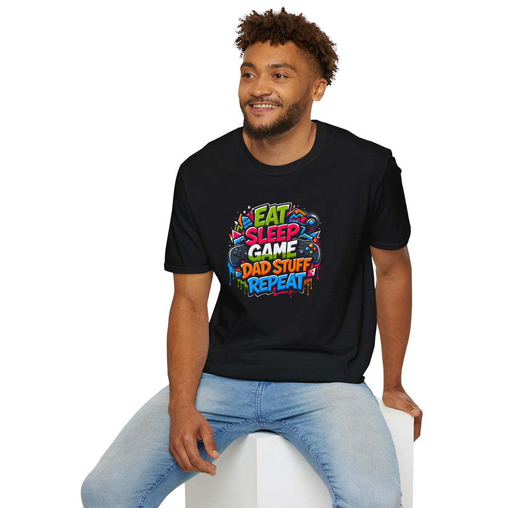 Eat Sleep Game Dad Stuff Repeat T-Shirt