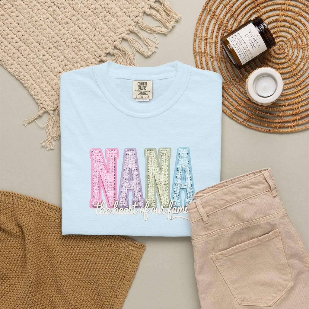 NANA Pastel Patchwork T-Shirt — "The Heart of Our Family" Gift
