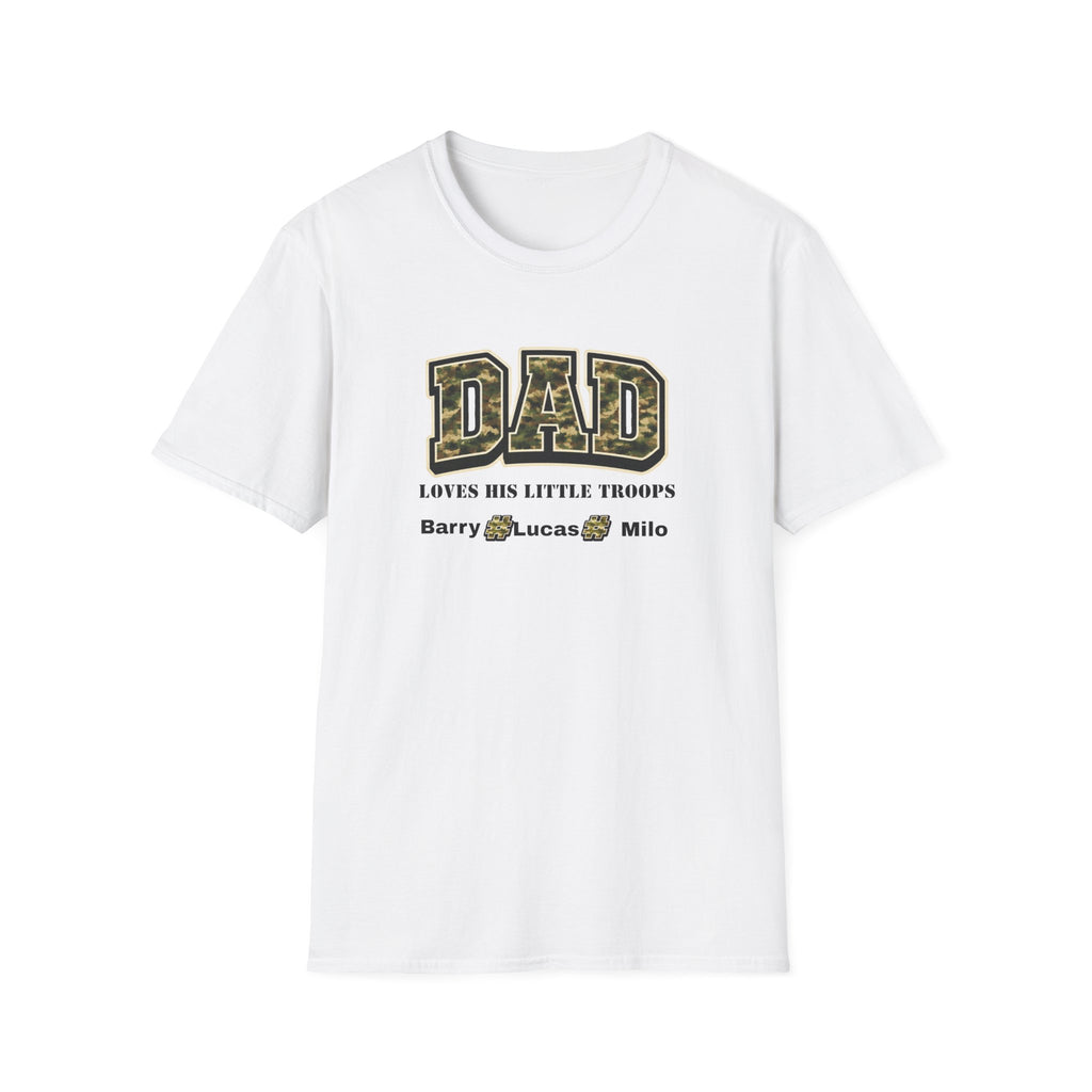 Dad Loves His Little Troops Camo T-Shirt — Personalized Kids' Names
