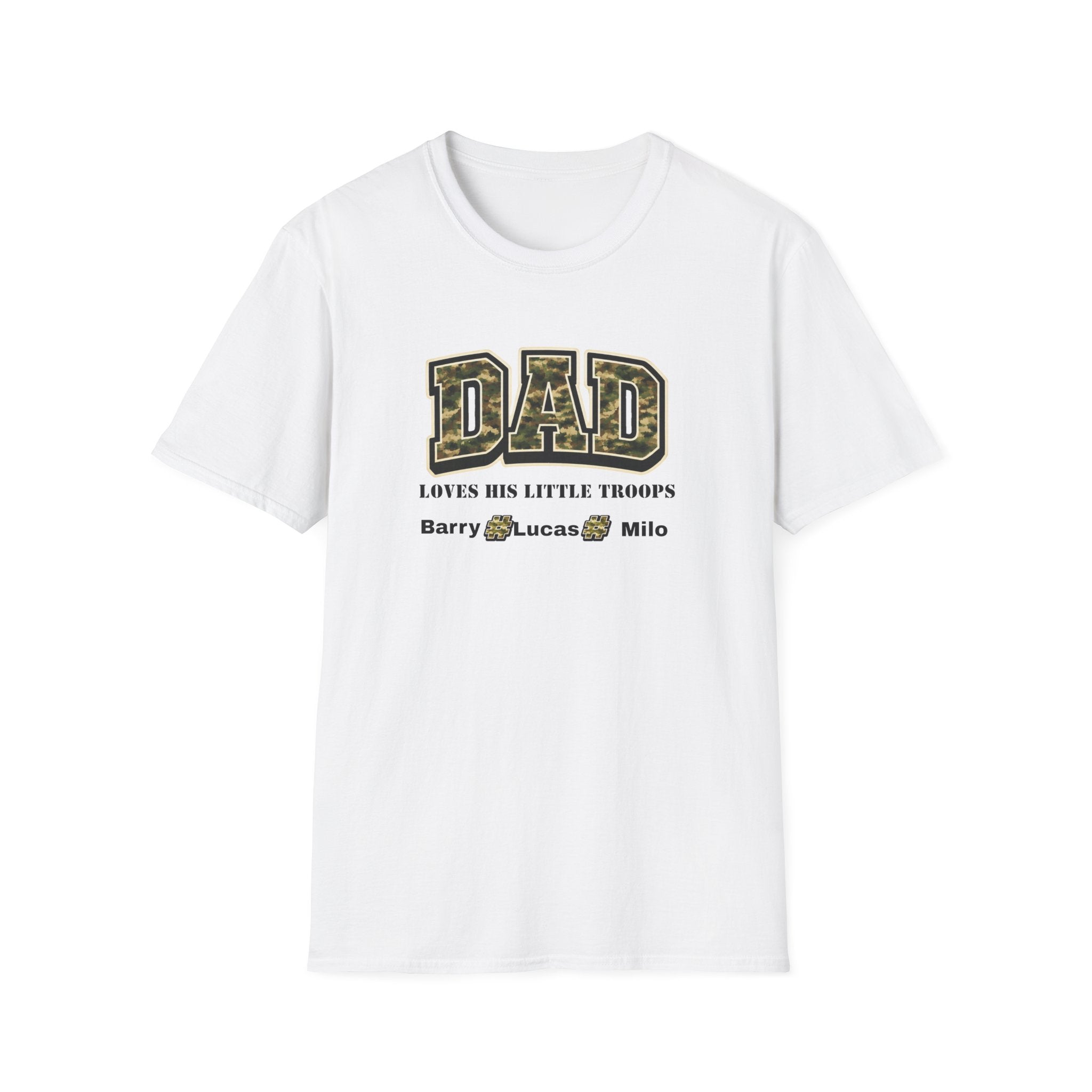 Dad Loves His Little Troops Camo T-Shirt — Personalized Kids' Names