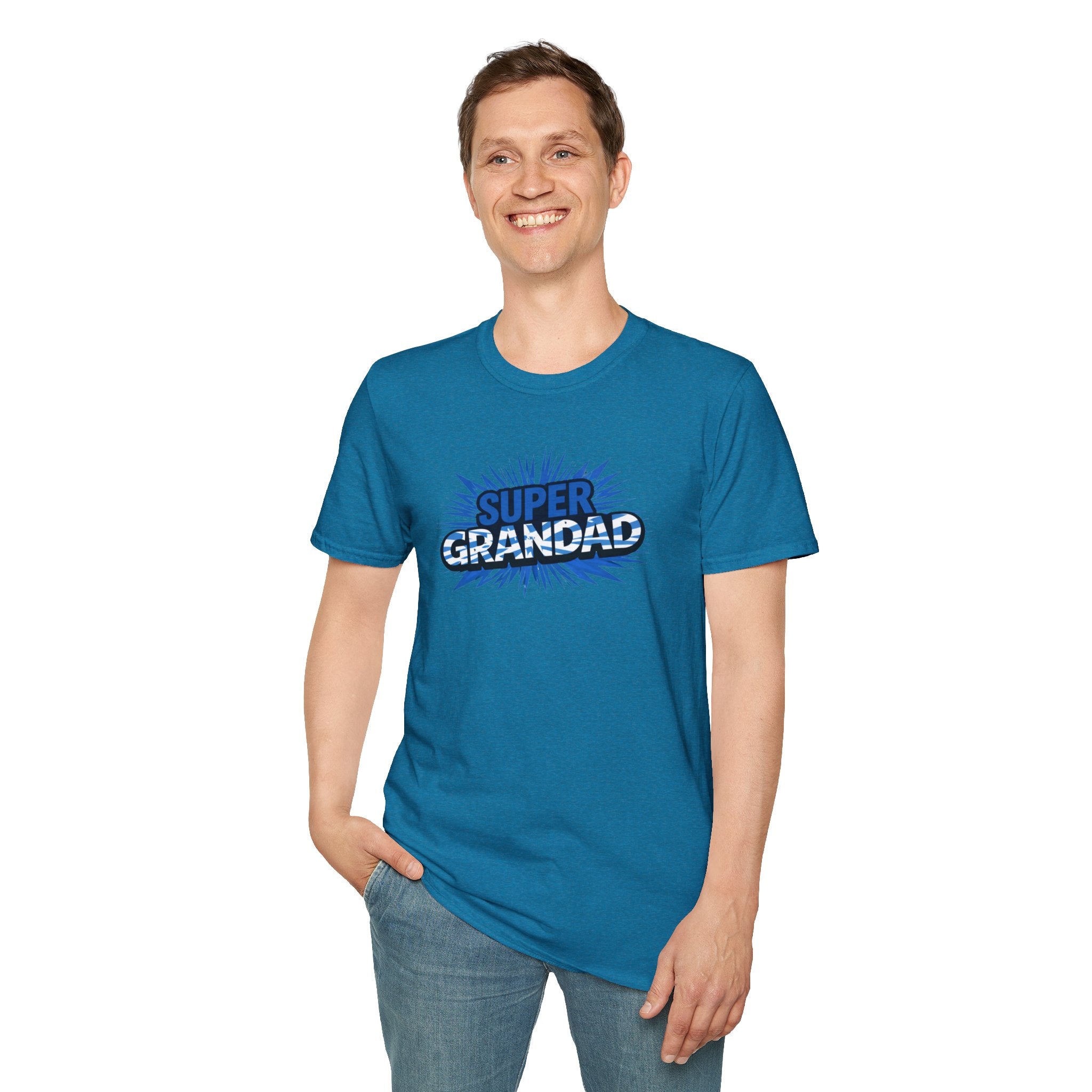 Super Grandad Scotland Flag/Scottish themed T-Shirt — Retro Comic Gift for Grandpa, Father’s Day & Birthday