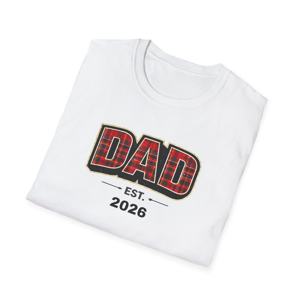 Dad Plaid Design T-Shirt — DAD Est. 2026 New Dad Gift