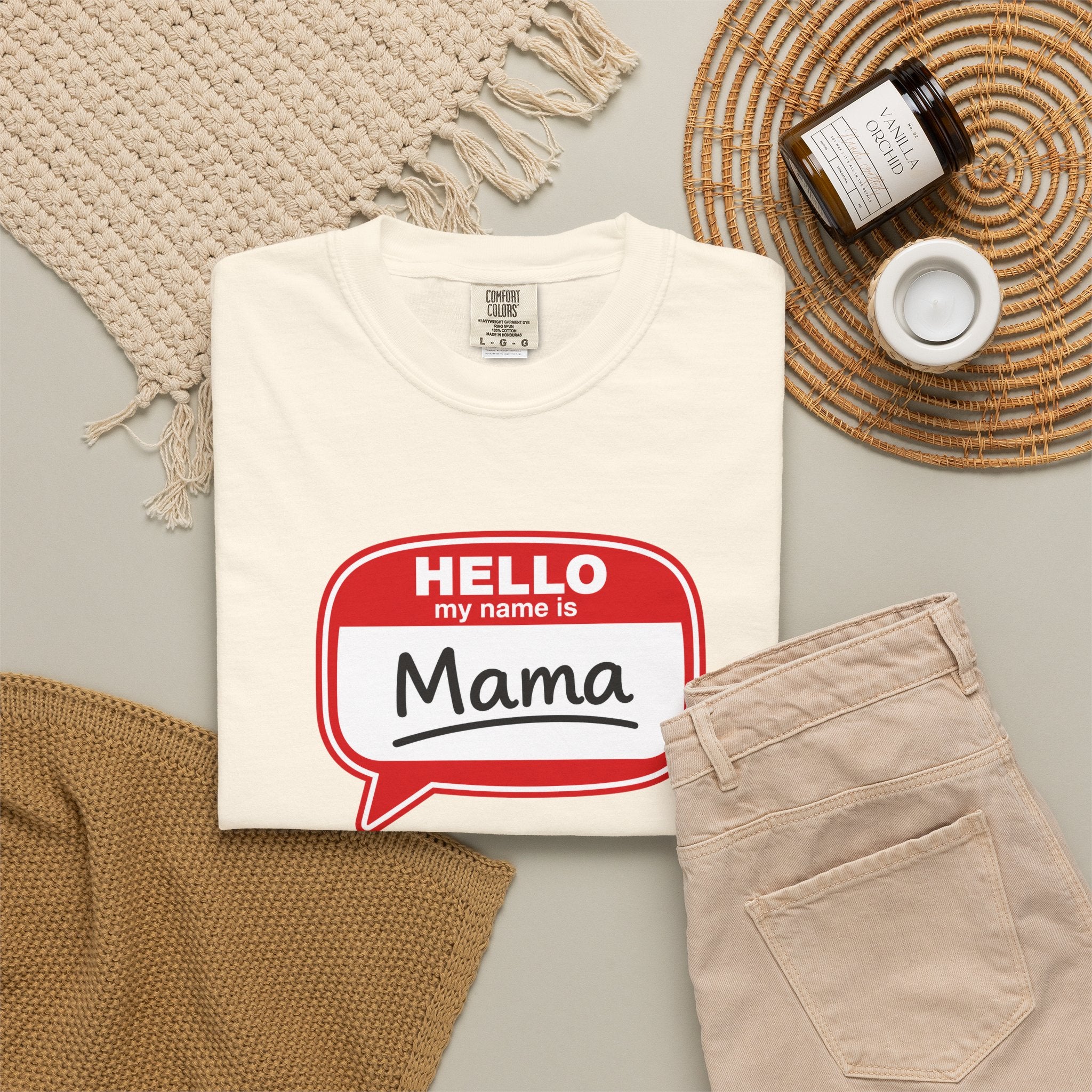 Mama Name Tag T-Shirt — "Hello My Name Is Mama" Graphic Tee