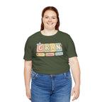 Gran Retro Patch Tee — Personalized 'Gran' Name Blocks Short Sleeve Shirt