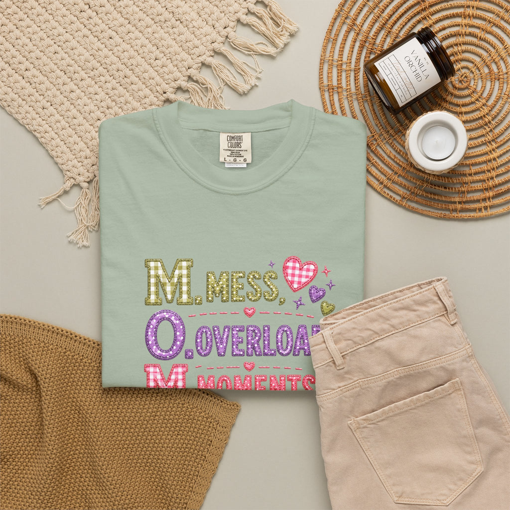T-Shirt — 'M.O.M.: Mess, Overload, Moments' Playful Mother's Day Graphic Tee