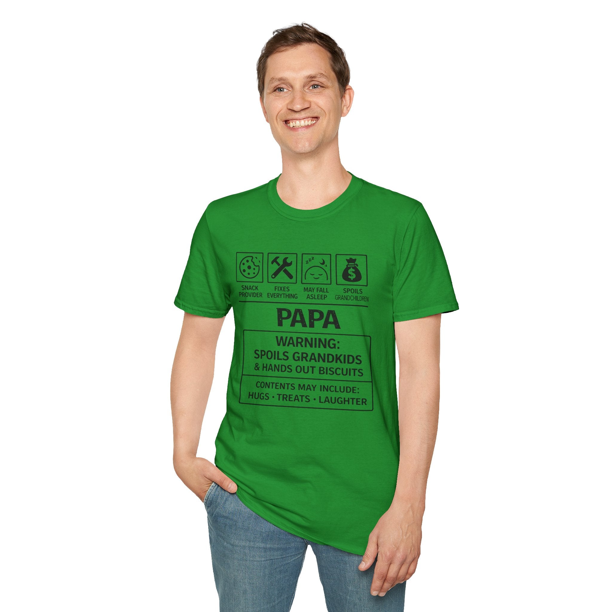 Papa Warning T-Shirt — Funny Grandpa Gift, 'Spoils Grandkids & Hands Out Biscuits' Tee