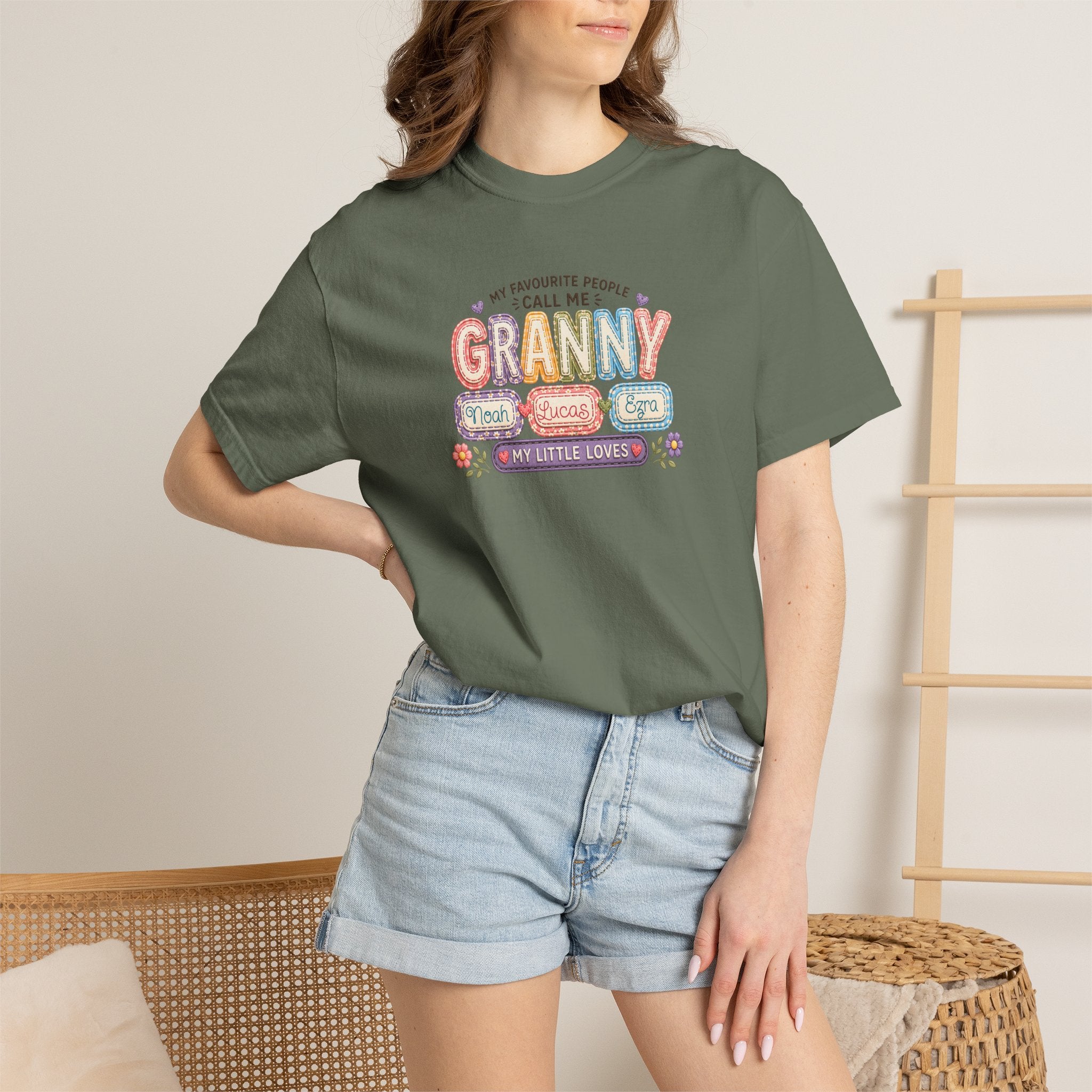 Granny Floral Retro Tee — "My Favourite People Call Me Granny"