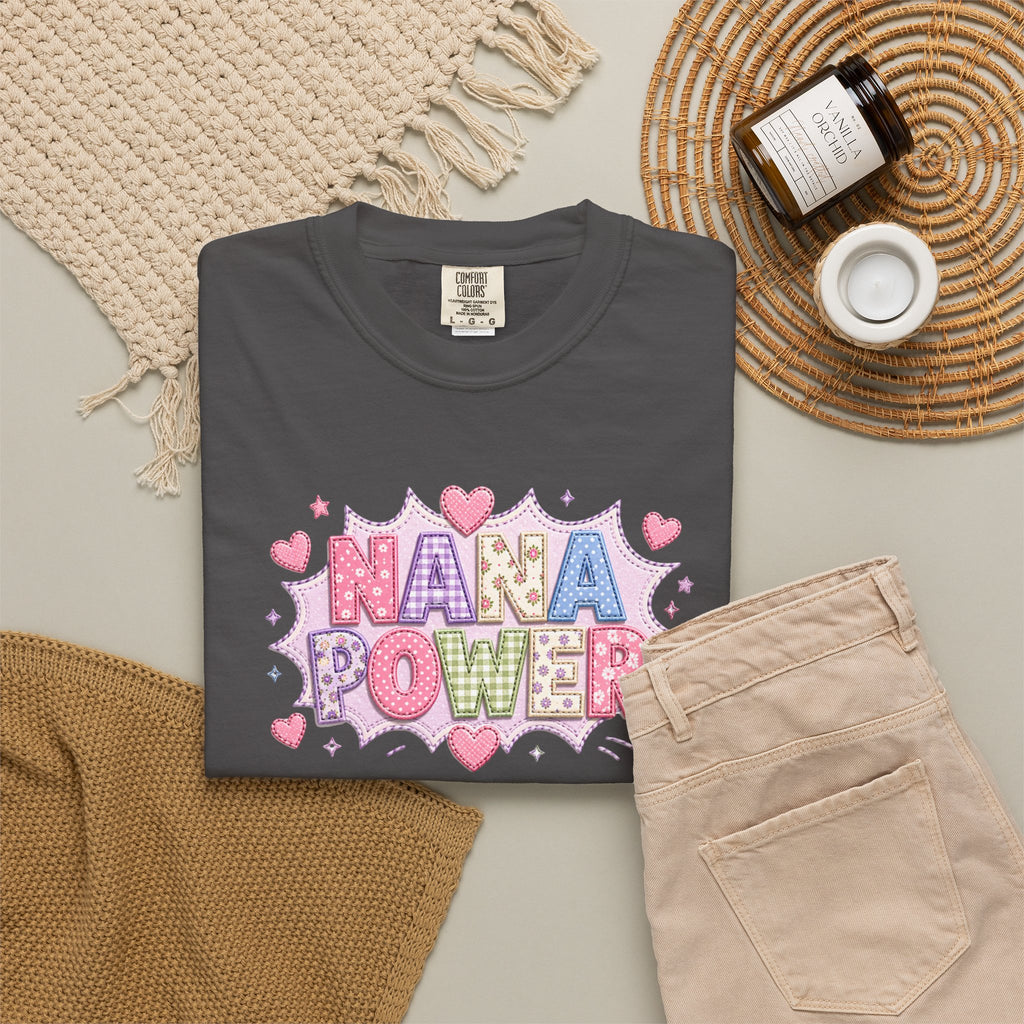 Nana Power T-Shirt — Playful Retro Heart Graphic for Grandmother Gifts