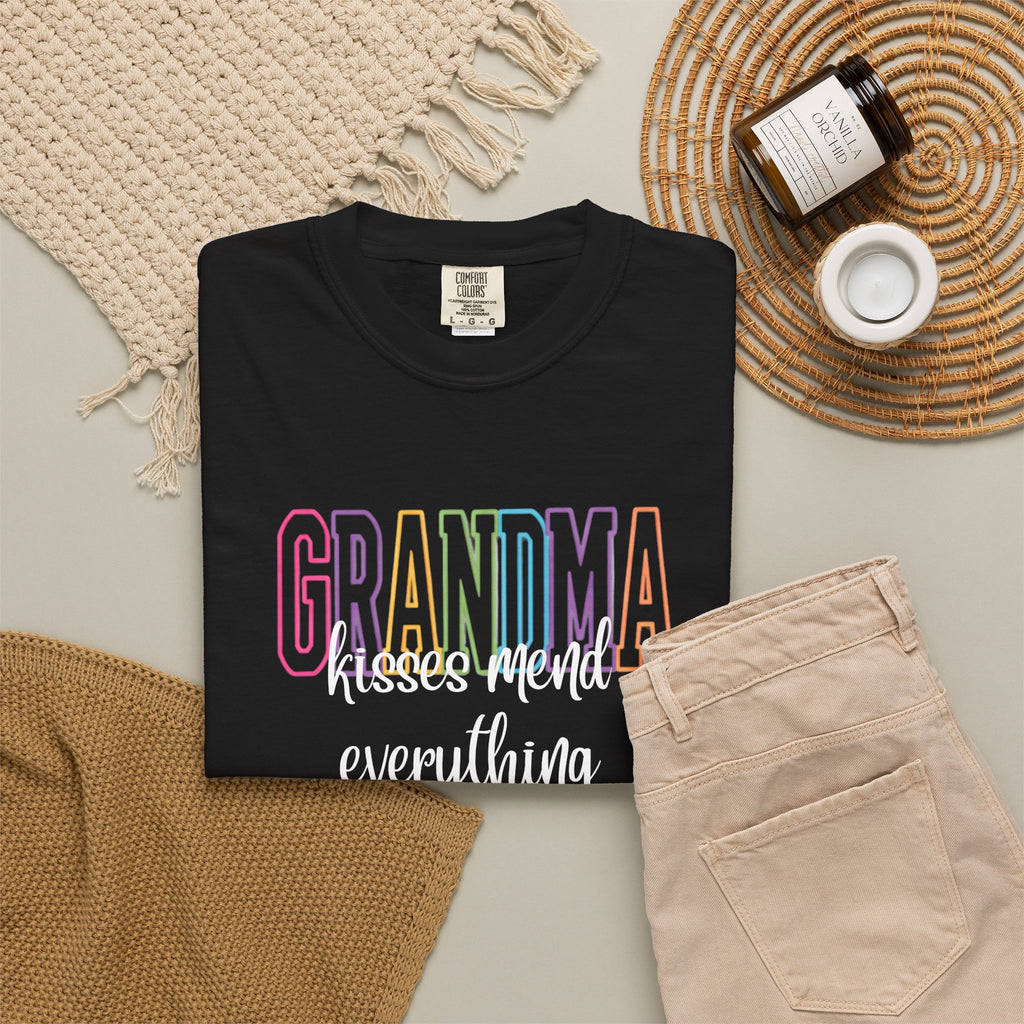 Grandma Pastel Rainbow T-Shirt — Retro Block Letter Grandma Tee