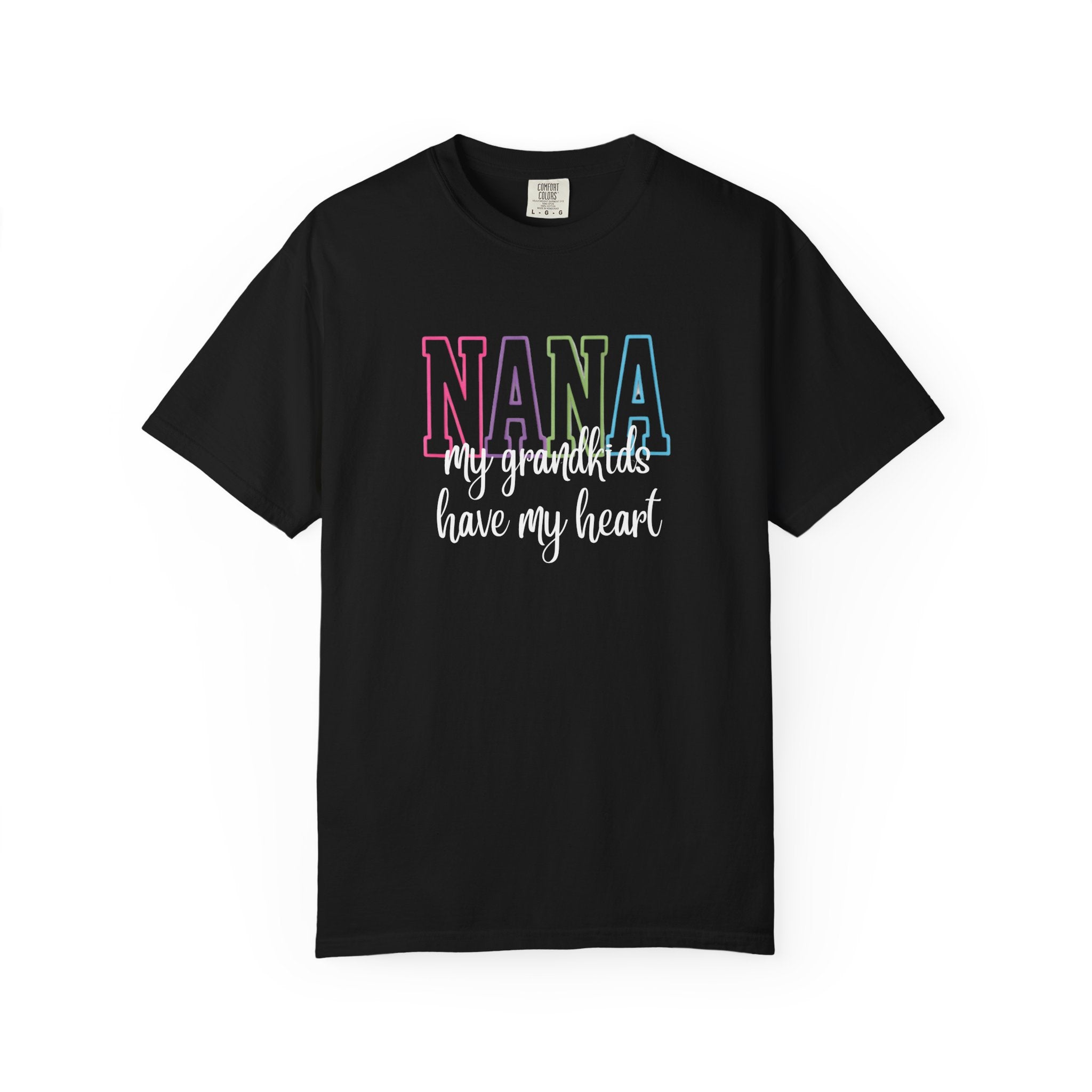 Nana Pastel Rainbow Tee — 'NANA' Floral Outline Grandma T-Shirt
