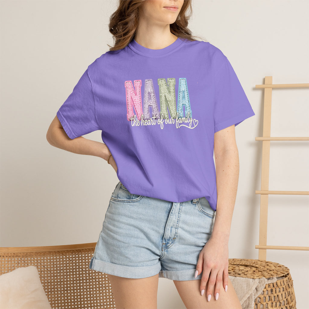 NANA Pastel Patchwork T-Shirt — "The Heart of Our Family" Gift