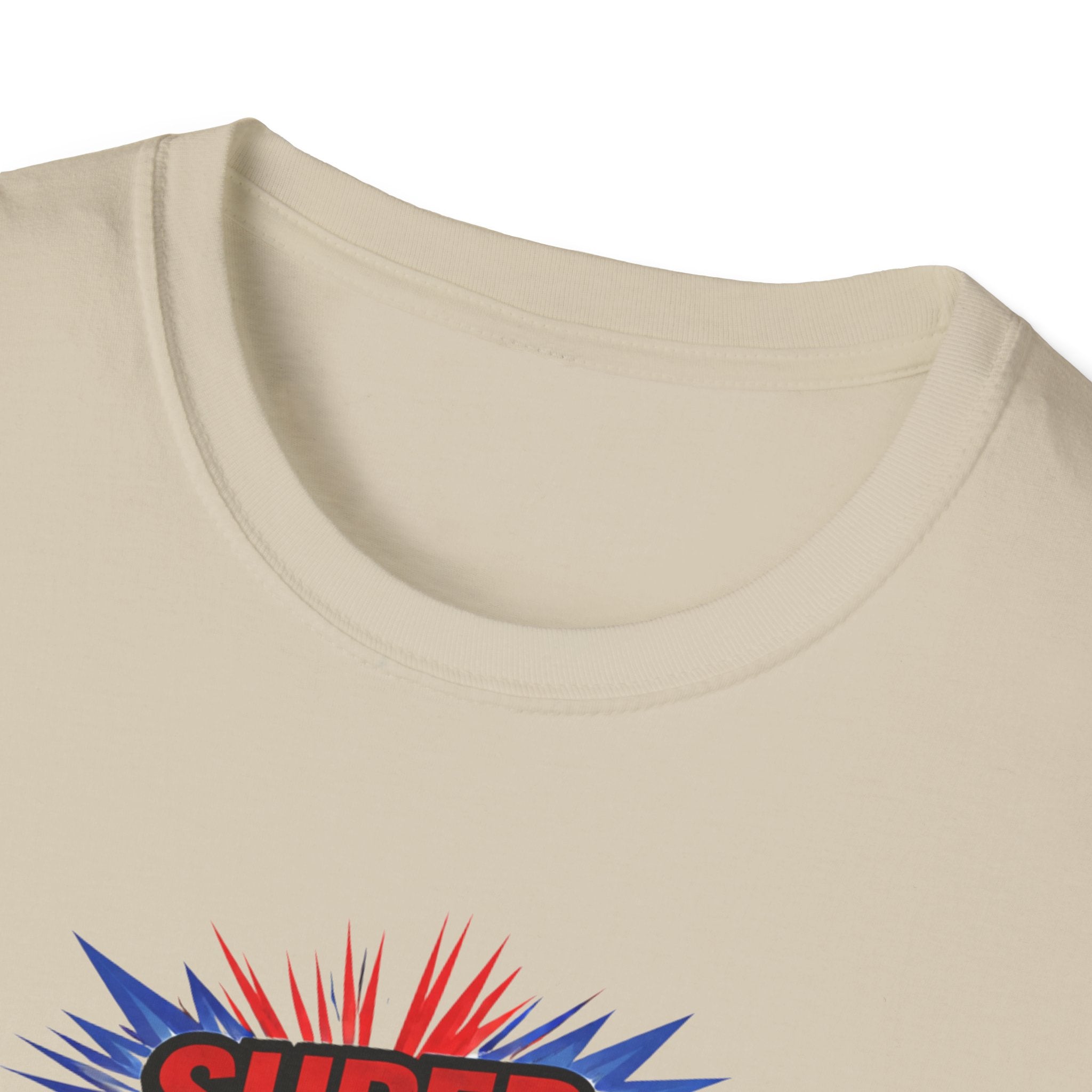 Super Dad T-Shirt – Union Jack Flag pattern Retro Comic Father’s Day Tee