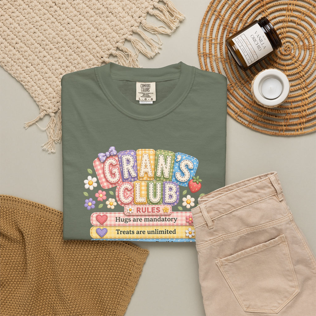 Grans Club Rules T-Shirt — Cute Floral Grandma Shirt, Funny Grandmother Gift for Mother's Day