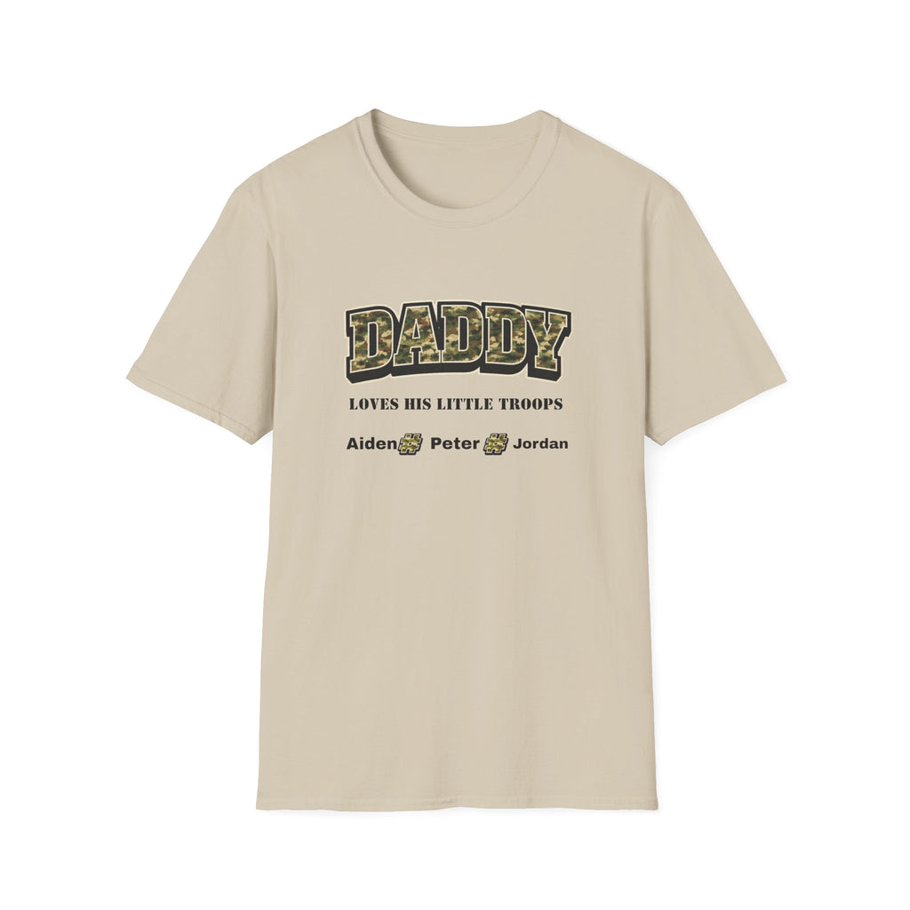 Daddy Loves His Little Troops Personalized Camo T-Shirt — Custom Name Father's Day Gift