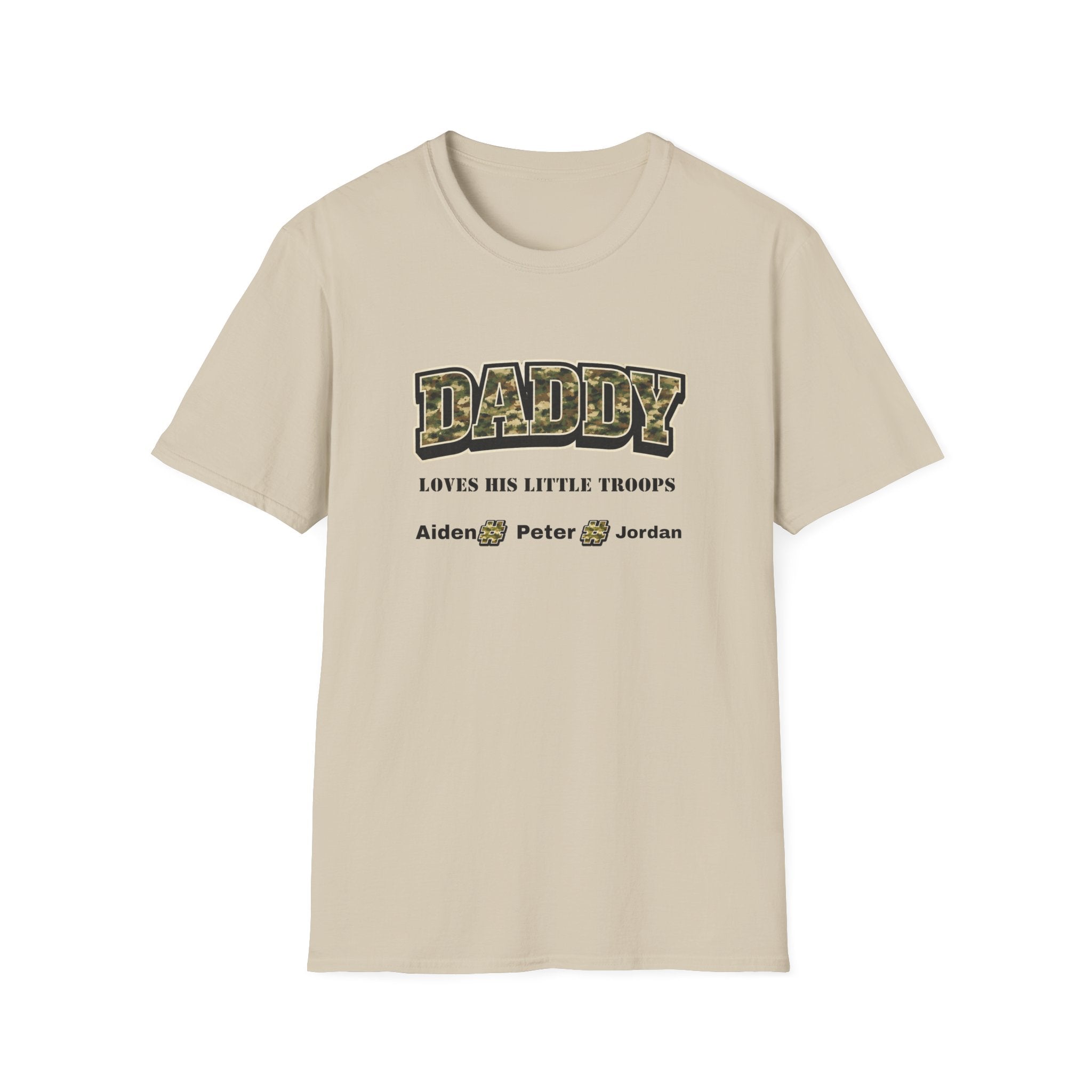 Daddy Loves His Little Troops Personalized Camo T-Shirt — Custom Name Father's Day Gift