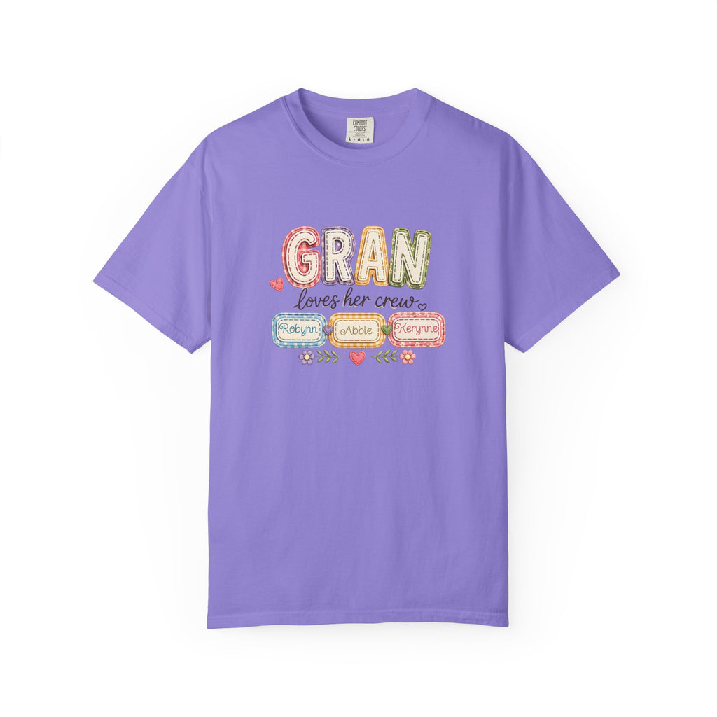 Gran Loves Her Crew T-Shirt — Personalized Grandma Family Names Tee