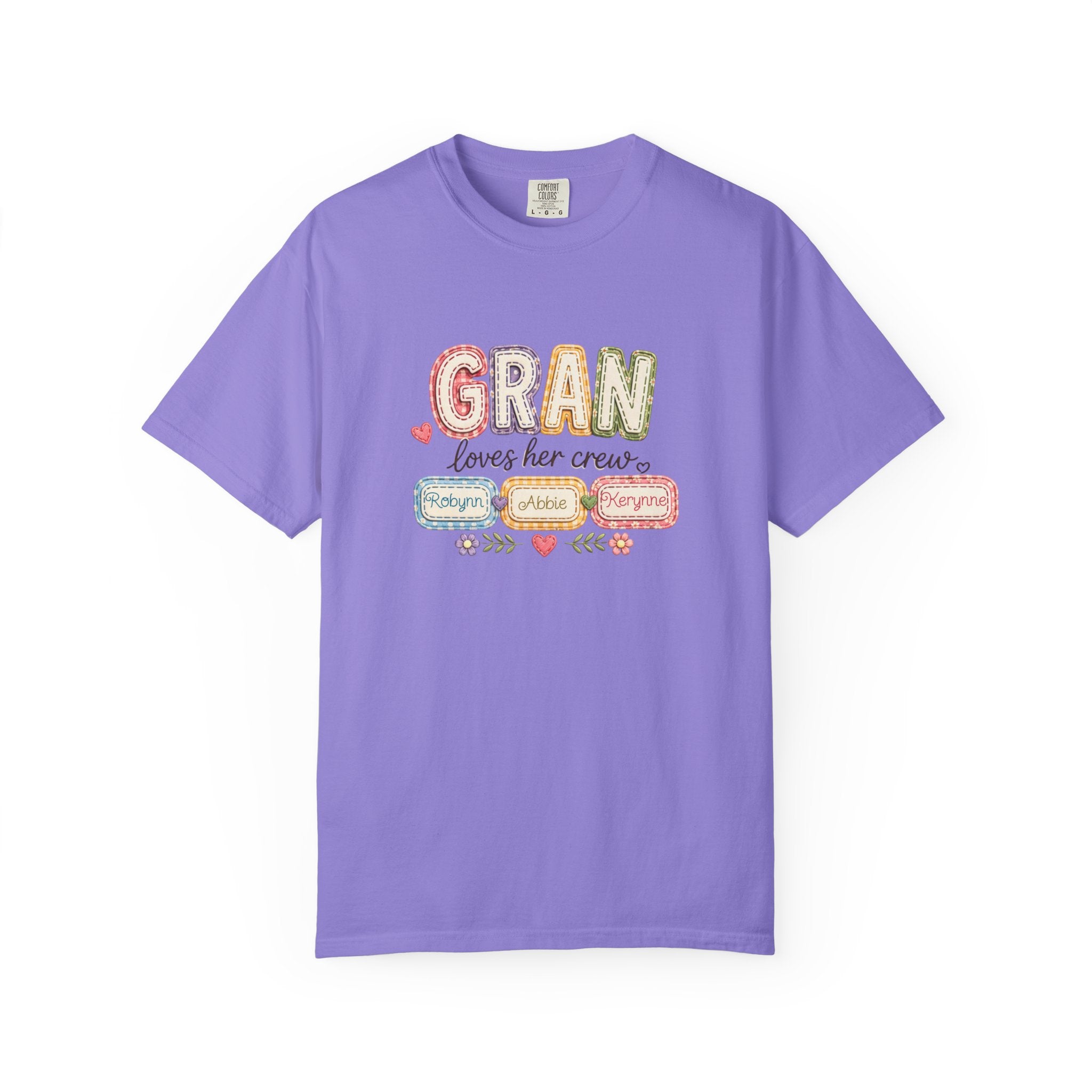 Gran Loves Her Crew T-Shirt — Personalized Grandma Family Names Tee