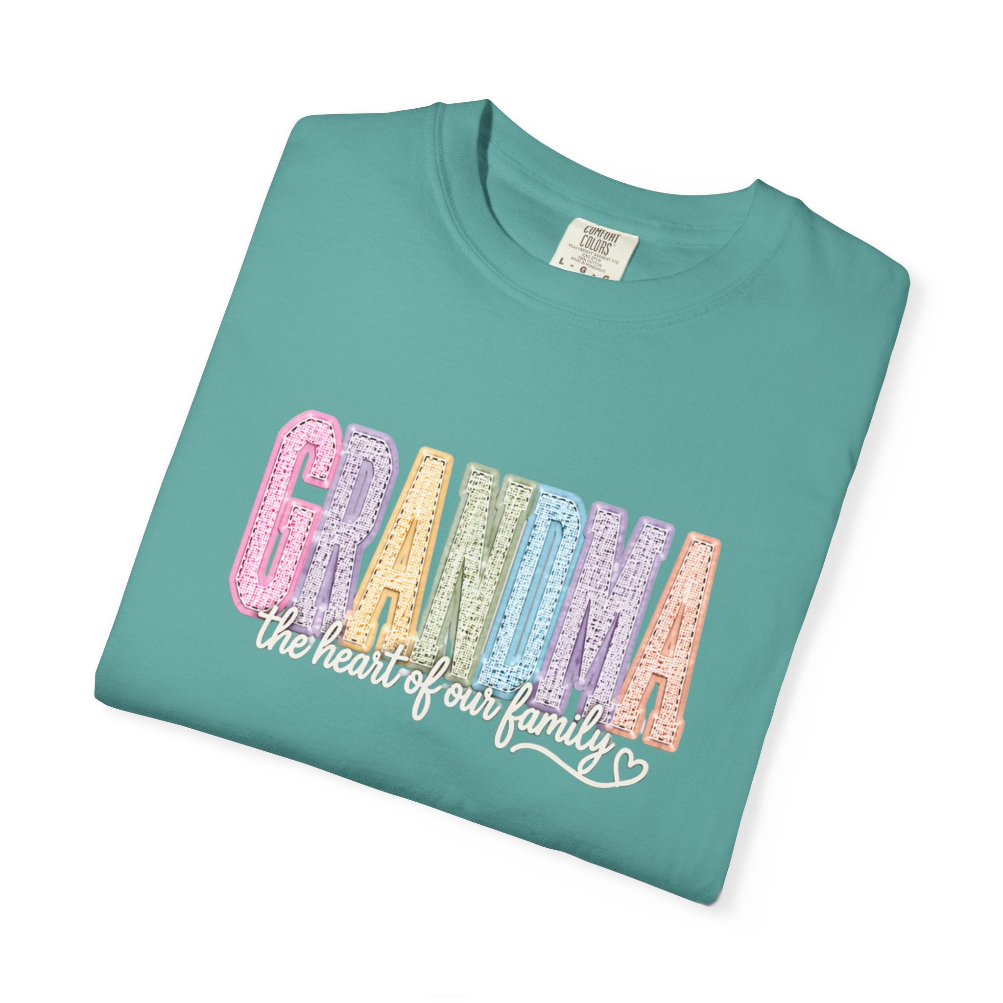 Grandma Floral Graphic T-Shirt — "Grandma, the heart of our family" Gift Tee