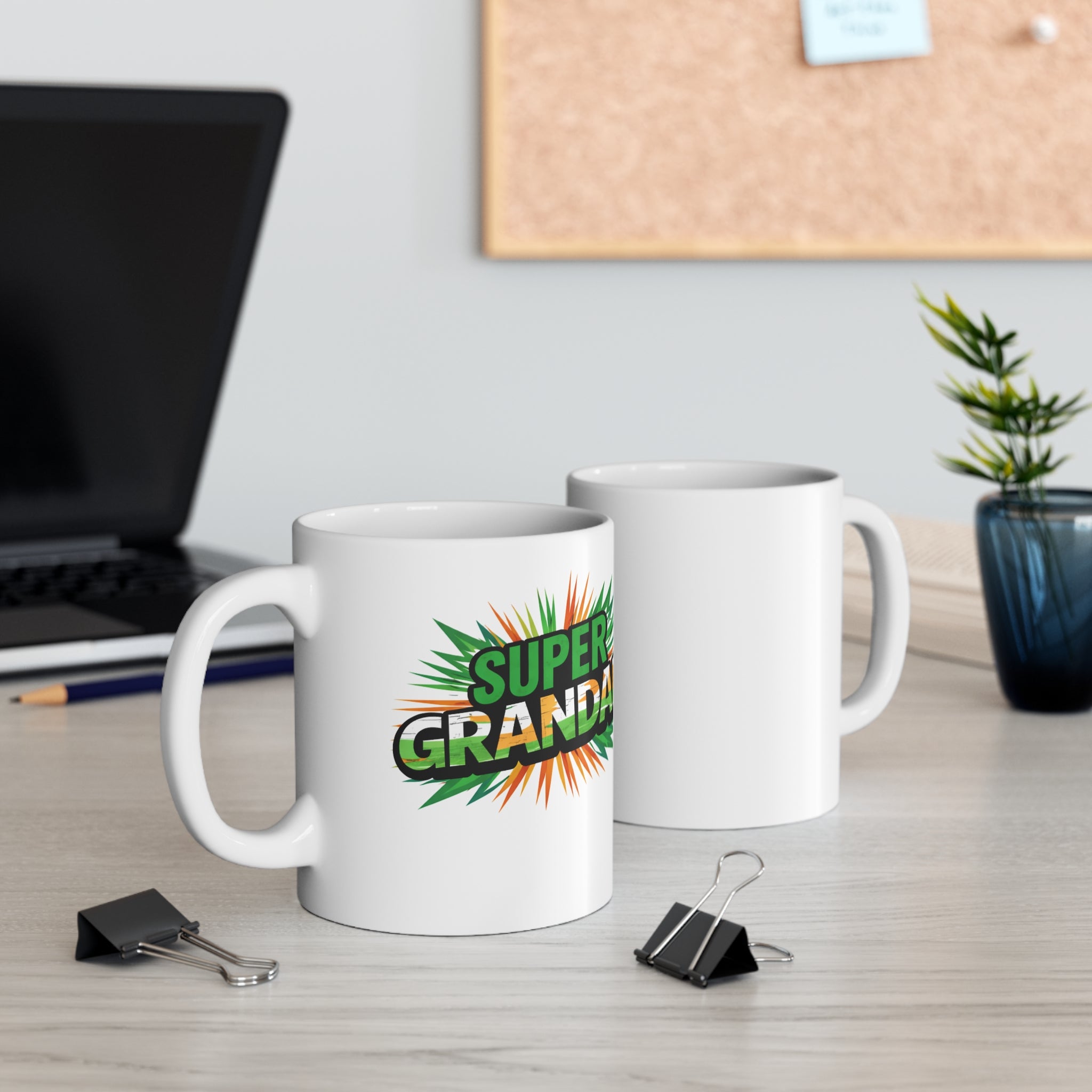 Super Grandad Ireland Flag/Irish themed Mug — Bold Comic-Style "Super Grandad" Gift Mug for Grandpa, Father's Day & Birthday