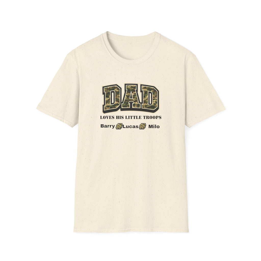 Dad Loves His Little Troops Camo T-Shirt — Personalized Kids' Names