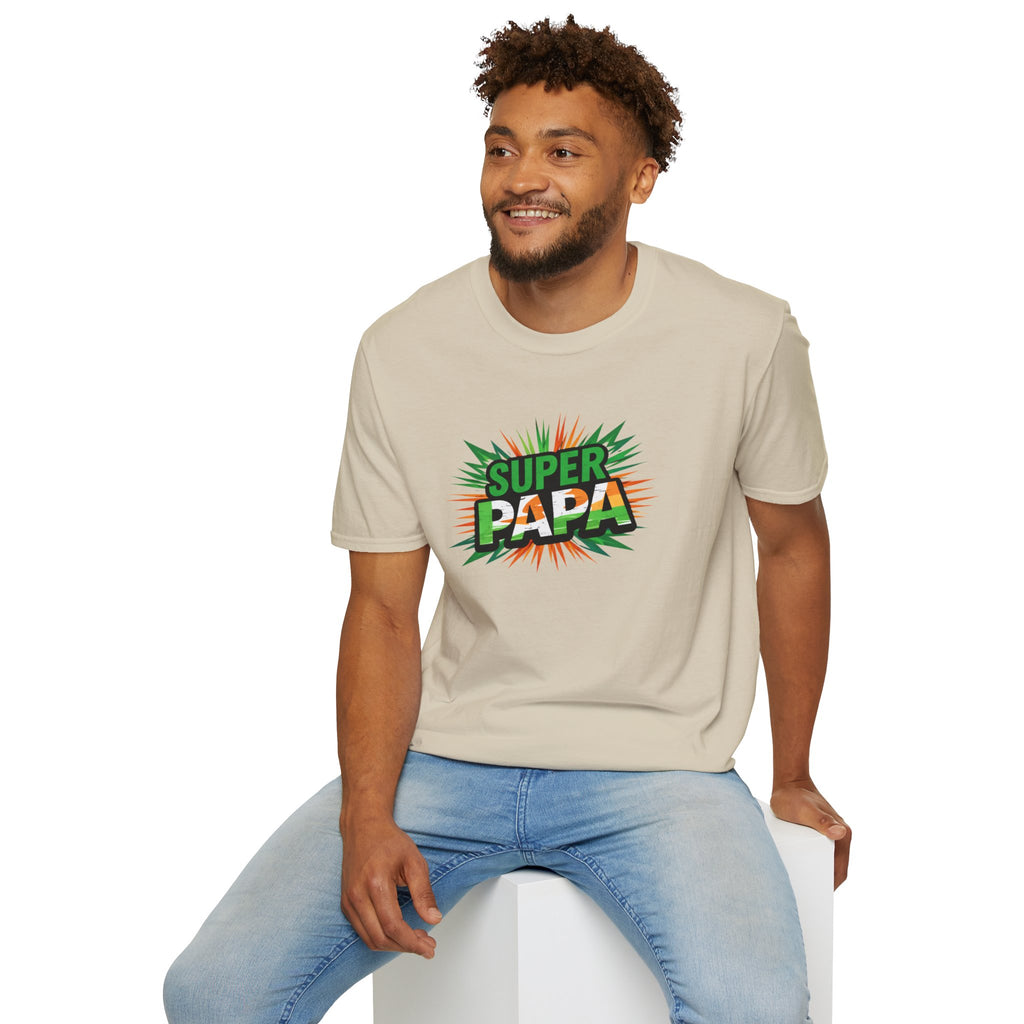 Super Papa Ireland Flag/Irish themed T-Shirt – Comic-Style Father’s Day Tee