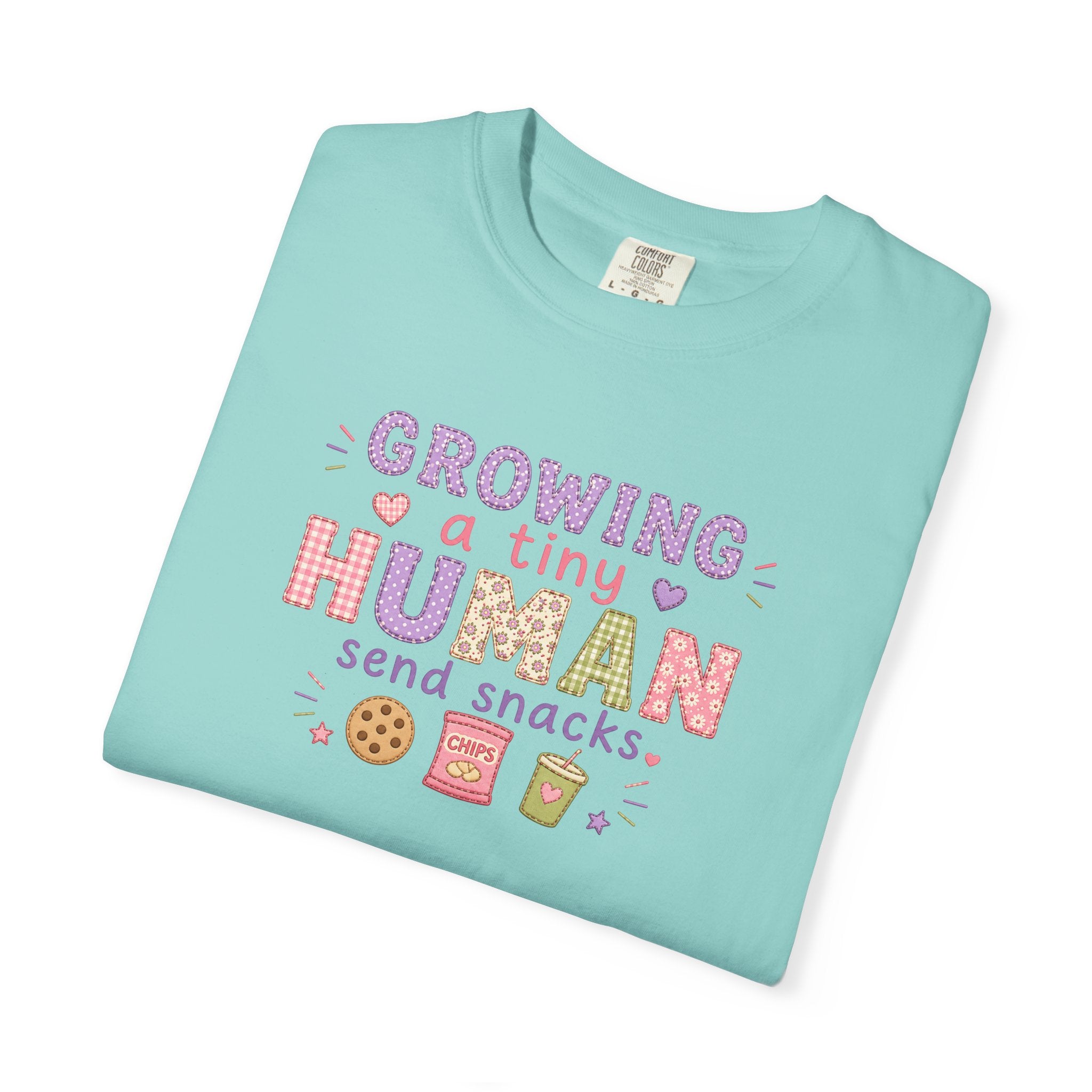 Growing a Tiny Human T-Shirt — "Growing a Tiny Human, Send Snacks" Maternity Tee