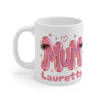 MUM Personalised Pink Balloon Eyelashes Mug