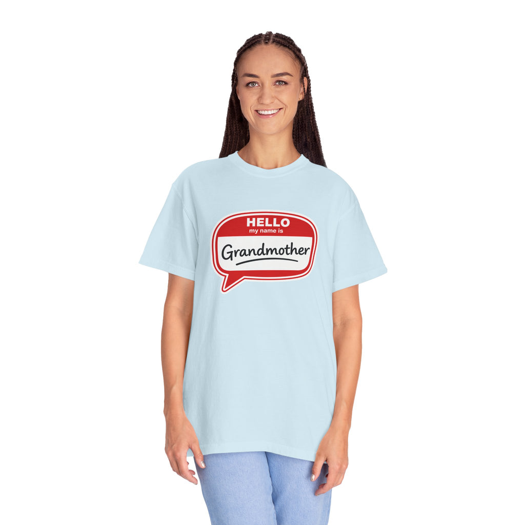 Hello My Name Is Grandmother T-Shirt - Retro Name Badge Tee for Moms & Grandmas