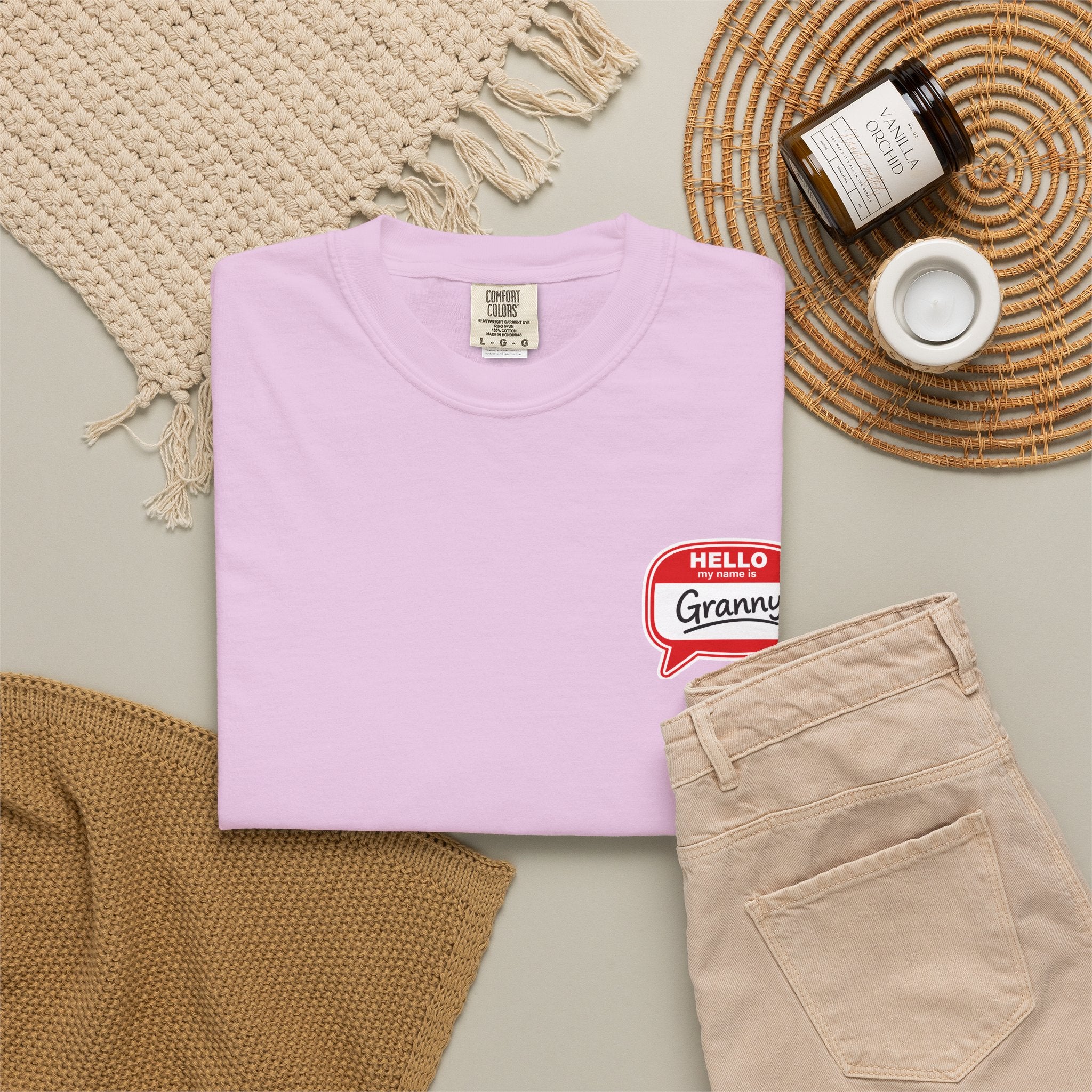T-Shirt — "Hello Granny" Retro Name Tag Tee