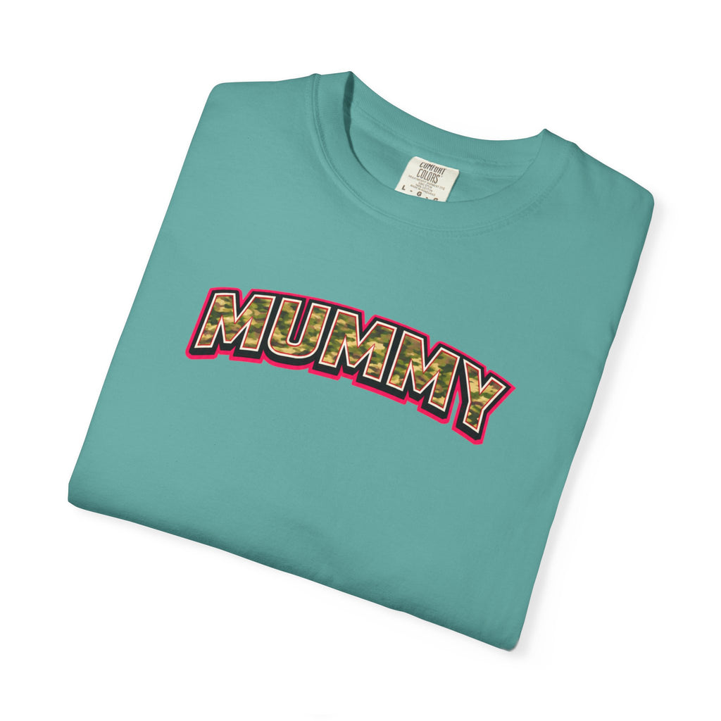 MUMMY Camo Script T-Shirt — Vintage Comic Style Mommy Tee